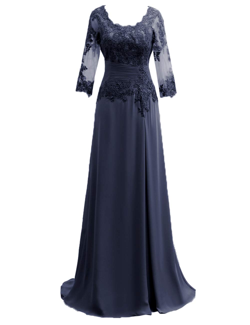 Elegant Long Sleeve Chiffon Mother of The Bride Dress - Lace Formal Evening Gown for Wedding Guest - Perfect for Church Ceremonies, Receptions & Special Occasions