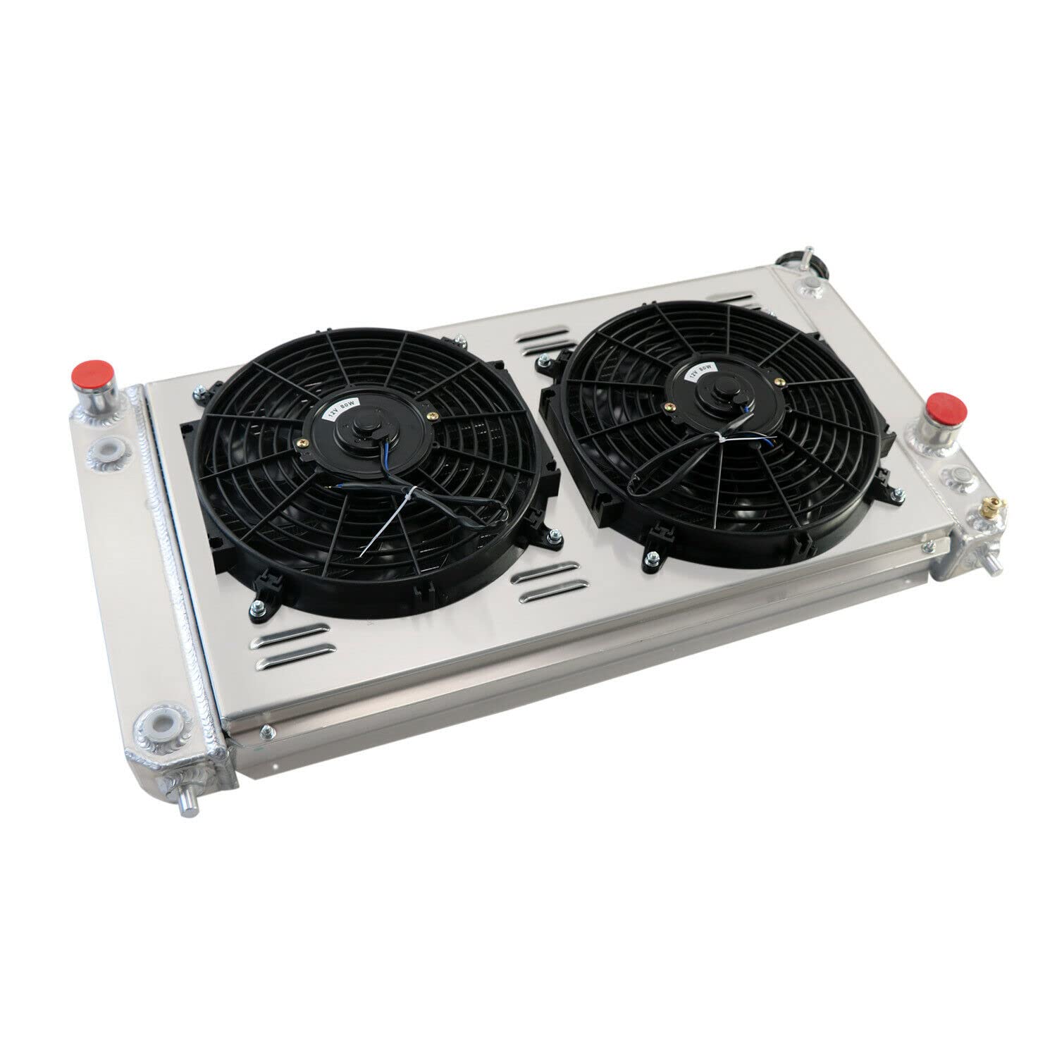 1994-2005 Chevy Blazer S10 GMC Sonoma Jimmy Isuzu Hombre Olds Bravada Pickup 4.3L V6 Engine All Aluminum Radiator + Fan Shroud & Thermostat Kit Combo - CU1826 4 Row Replacement Radiator for Improved Cooling Performance in Off-Road & Daily Driving