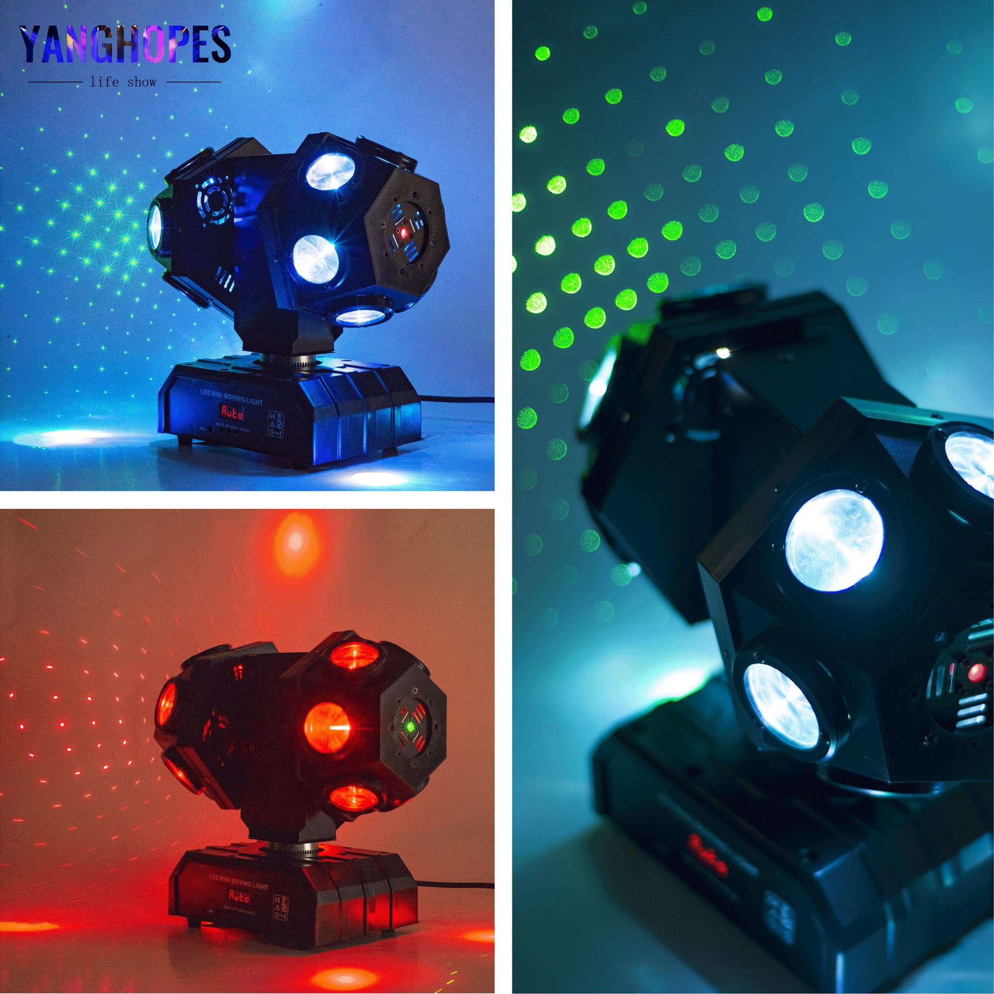 Professional Moving Head DJ Light - 360° Rotating Beam LED Stage Lighting with Sound Activation & DMX512 Control for DJ, KTV, Disco, Wedding, Concert, Festival - Perfect for Nightclubs, Live Shows, and Event Uplighting