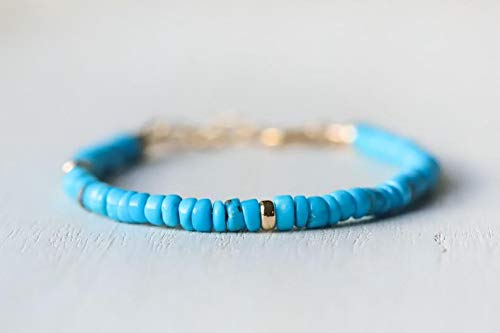 Precious-GEMS Natural Sleeping Beauty Turquoise Bracelet - December Birthstone Jewelry for Women, Handmade Beaded Bracelet for Gifts & Everyday Wear