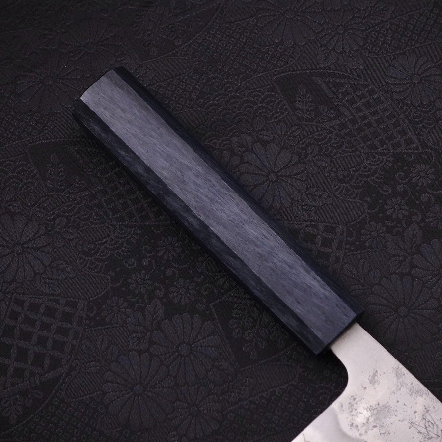Premium Santoku Knife 165mm - High Carbon Silver Steel Blade with Nashiji Finish & Dark Blue Handle - Perfect for Slicing, Dicing, and Chopping Vegetables, Meat, and Fish