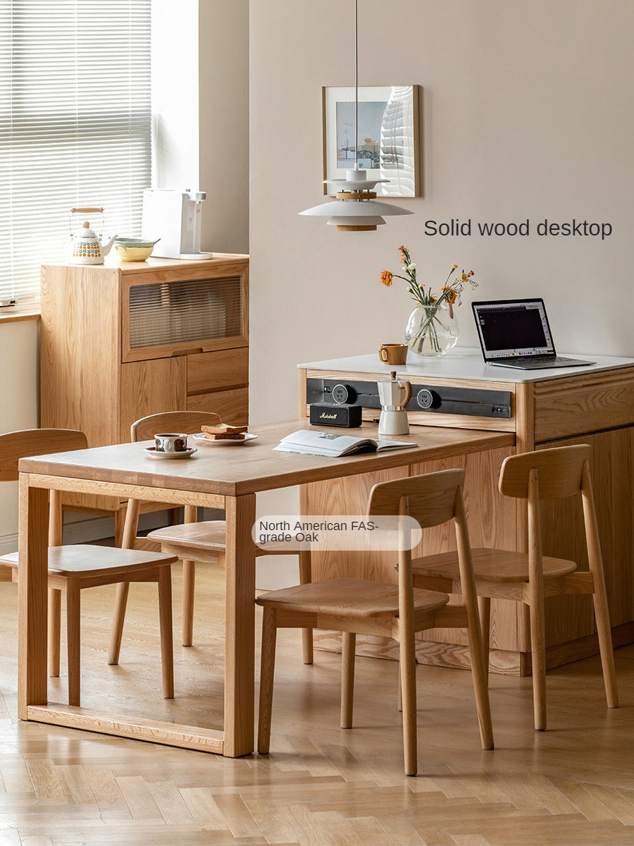 Solid Oak Wood Kitchen Island with Extendable Table and Retractable Cutting Board - Perfect for Small Kitchens, Dining, and Food Prep