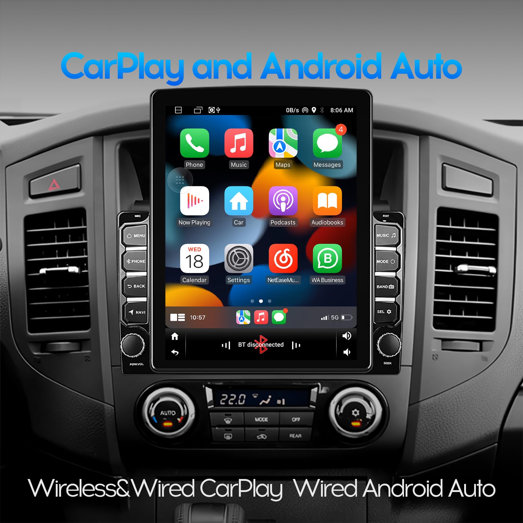 9.7 Inch 2+32GB IPS Vertical Screen Android Car Stereo with CarPlay & Android Auto - Double Din Bluetooth GPS Navigation, WiFi, MirrorLink, Split Screen & PIP | Perfect for Toyota, Honda, Ford & More | Upgrade Your In-Car Entertainment System