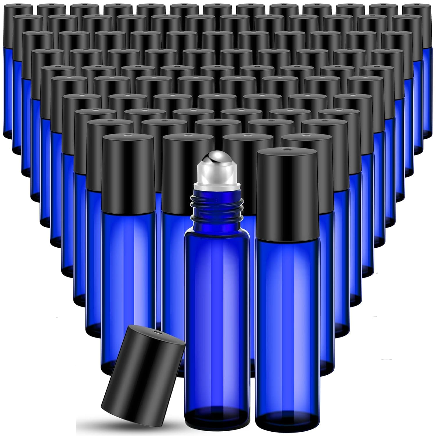 12-Pack Royal Blue 10ml Glass Roller Bottles for Essential Oils & Perfume - Leakproof Stainless Steel Roller Balls - Perfect for DIY Beauty, Aromatherapy, Under Eye Treatment & Travel