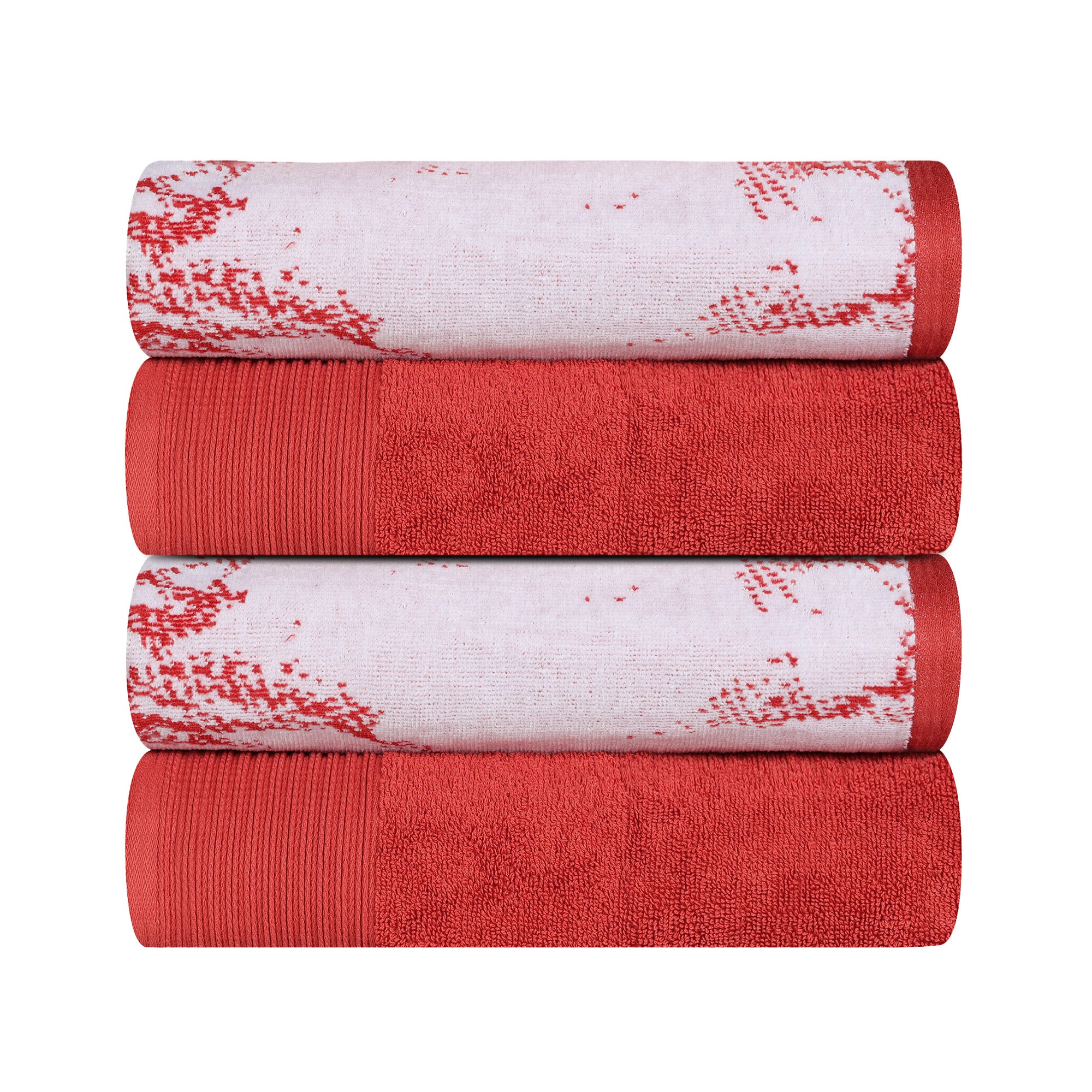 Premium 4-Piece Cotton Bath Towel Set - Soft & Absorbent Solid & Marble Design - Perfect for Spa, Bathroom & Luxury Home Decor