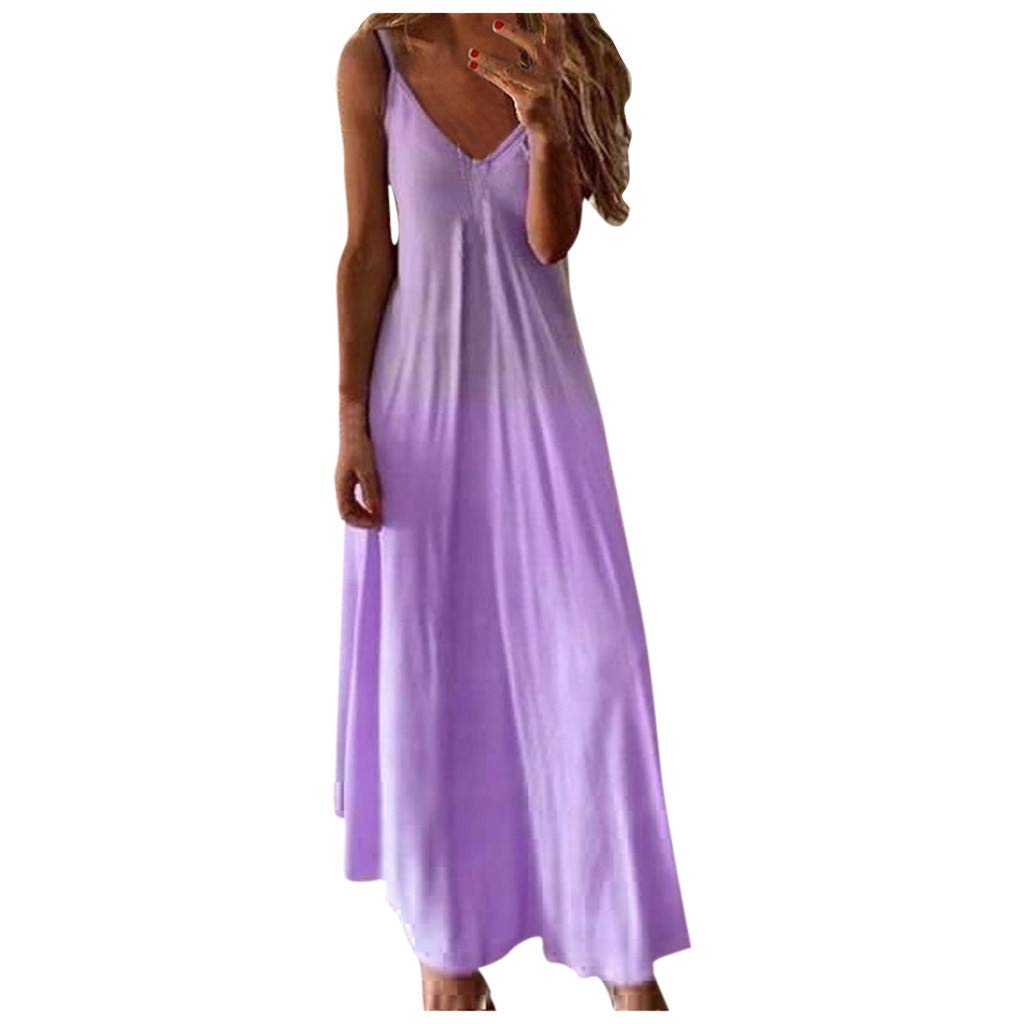 Women's Summer Casual Loose Long Sun Dress - Sleeveless Sexy Strap Maxi Dress for Beach, Vacation & Outdoor Parties | Flowy Bohemian Style