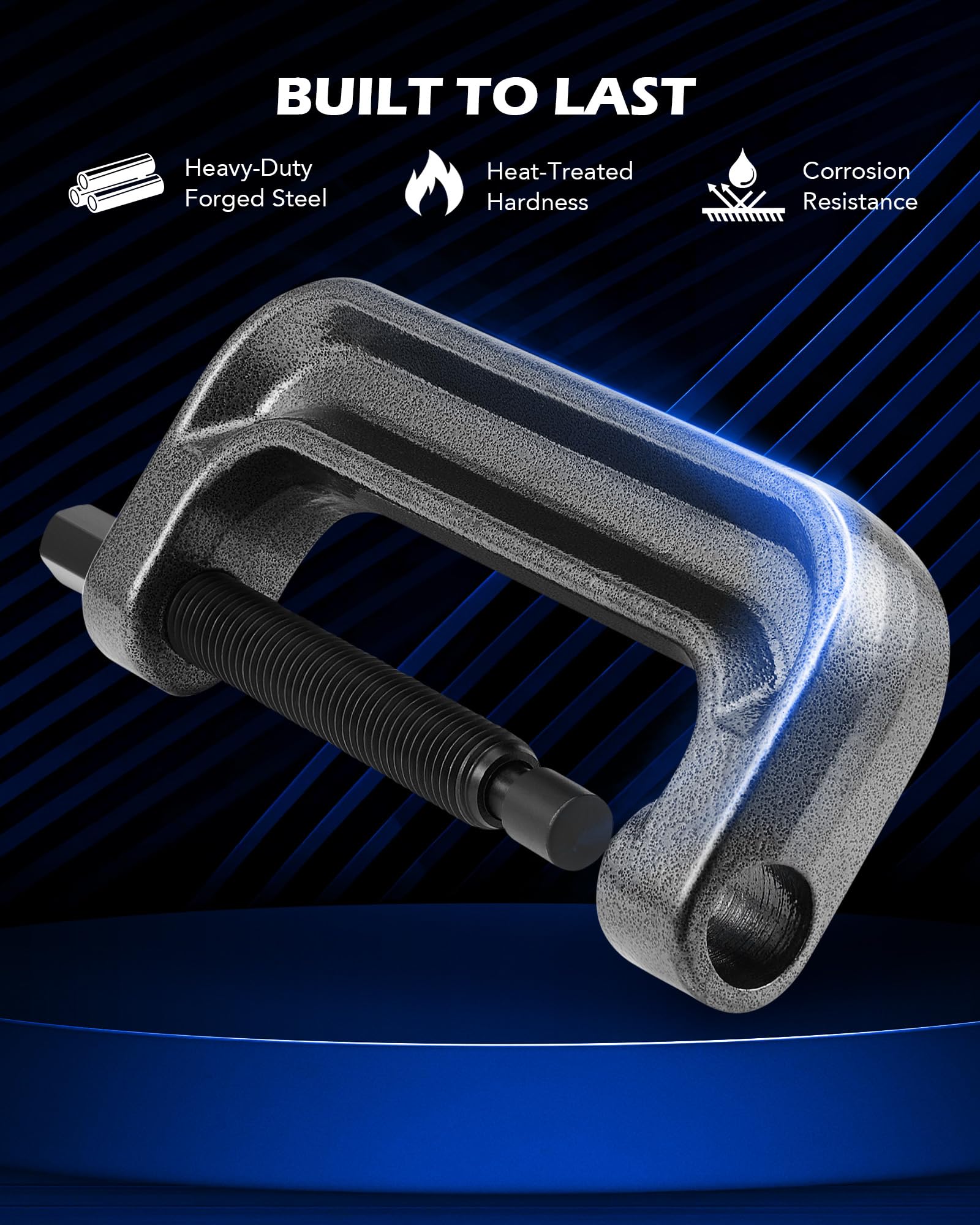Orion Motor Tech Ball Joint Press Kit - C Frame Press Tool for Ball Joints, U Joints, Brake Anchor Pins & Wheel Studs - U Joint Removal Tool Set with C Frame Press & 2 Screws for Joint Replacement - Perfect for Auto Repair Shops & DIY Mechanics