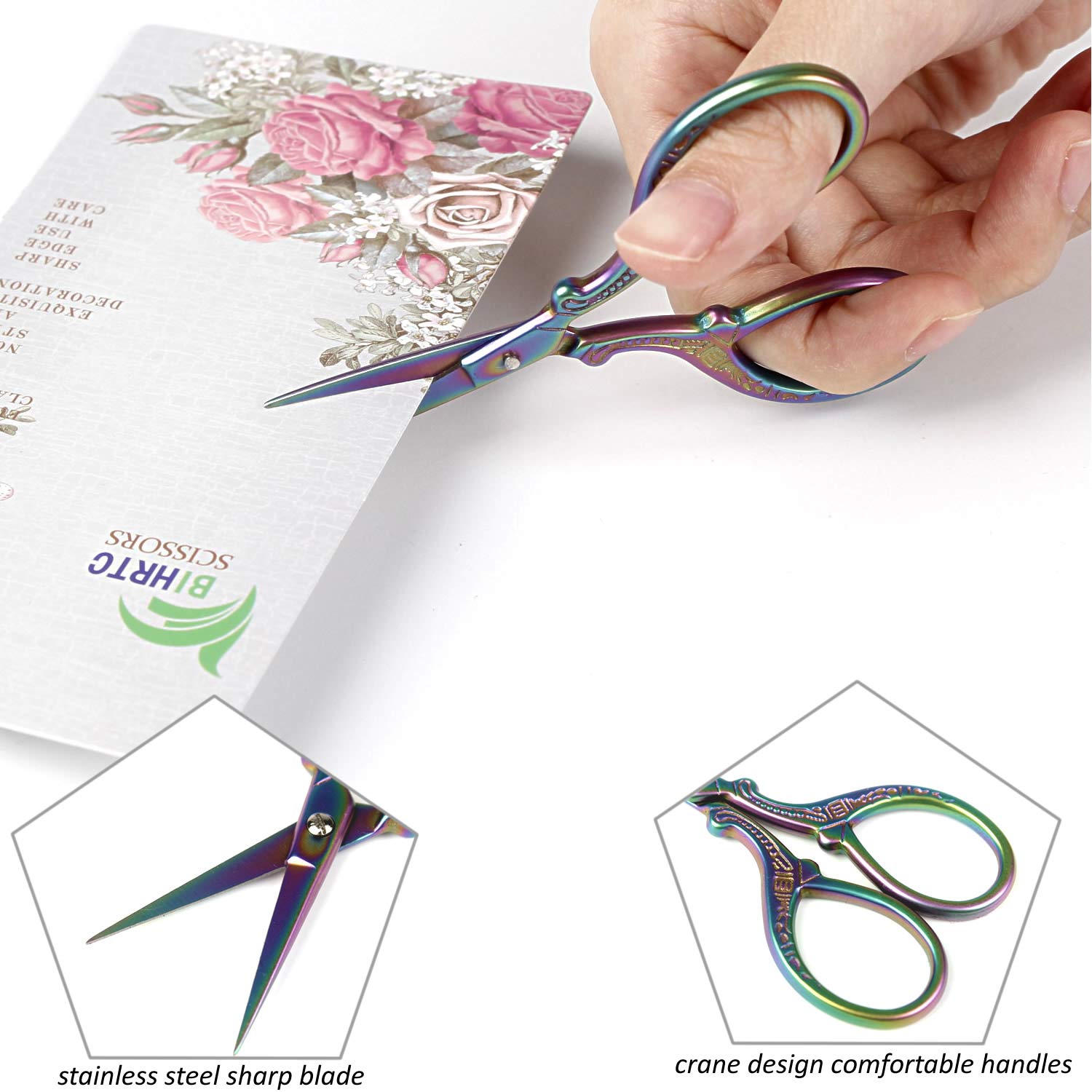 BIHRTC Stainless Steel Embroidery Scissors - Ultra Sharp Sewing & Crafting Shears for Needlework, Threading, Cross Stitch, DIY & Art Projects - Perfect for Fabric Cutting, Quilting, and Detailed Crafting