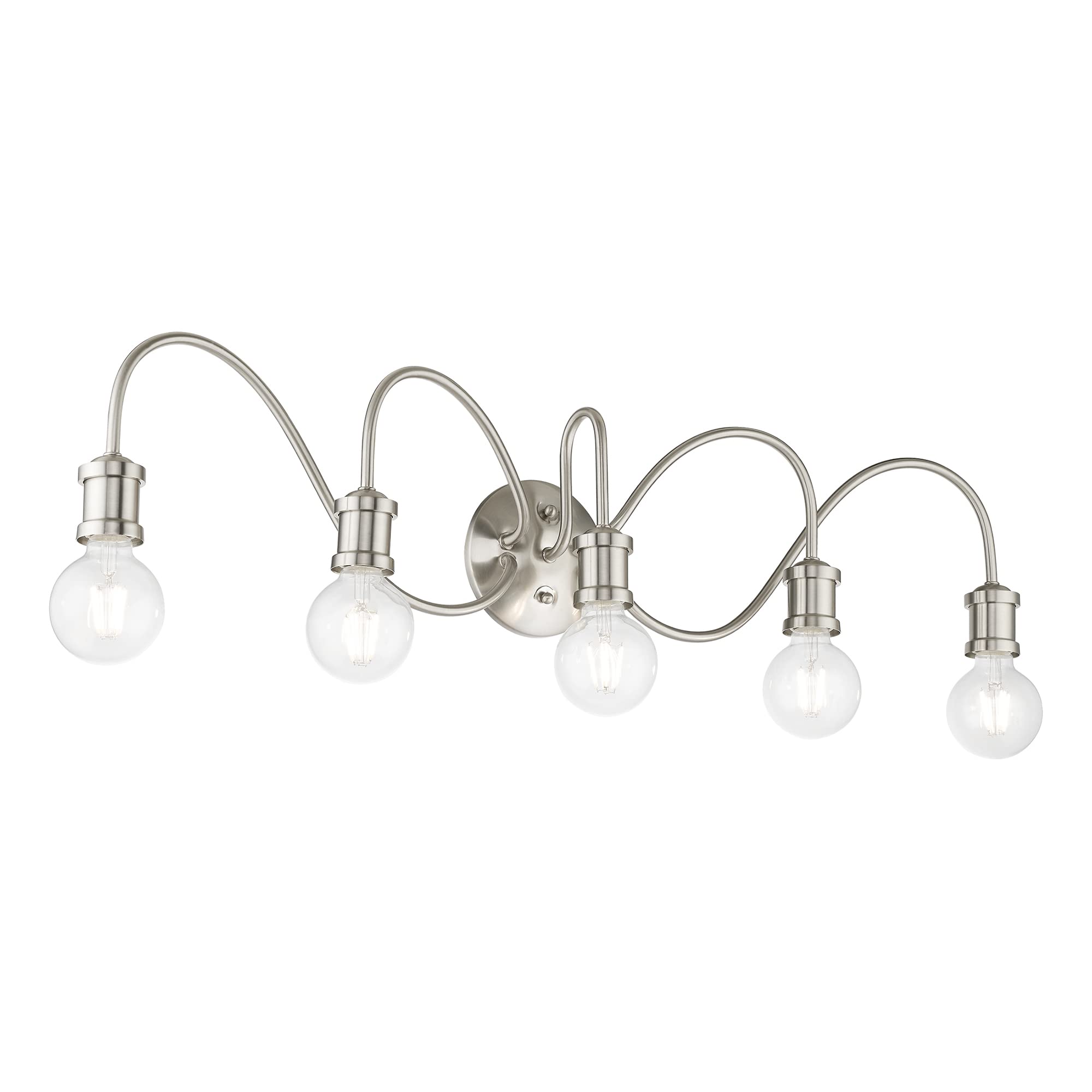 Livex Lighting 16575-91 Lansdale 5-Light Large Bathroom Vanity Sconce in Brushed Nickel - 33.5
