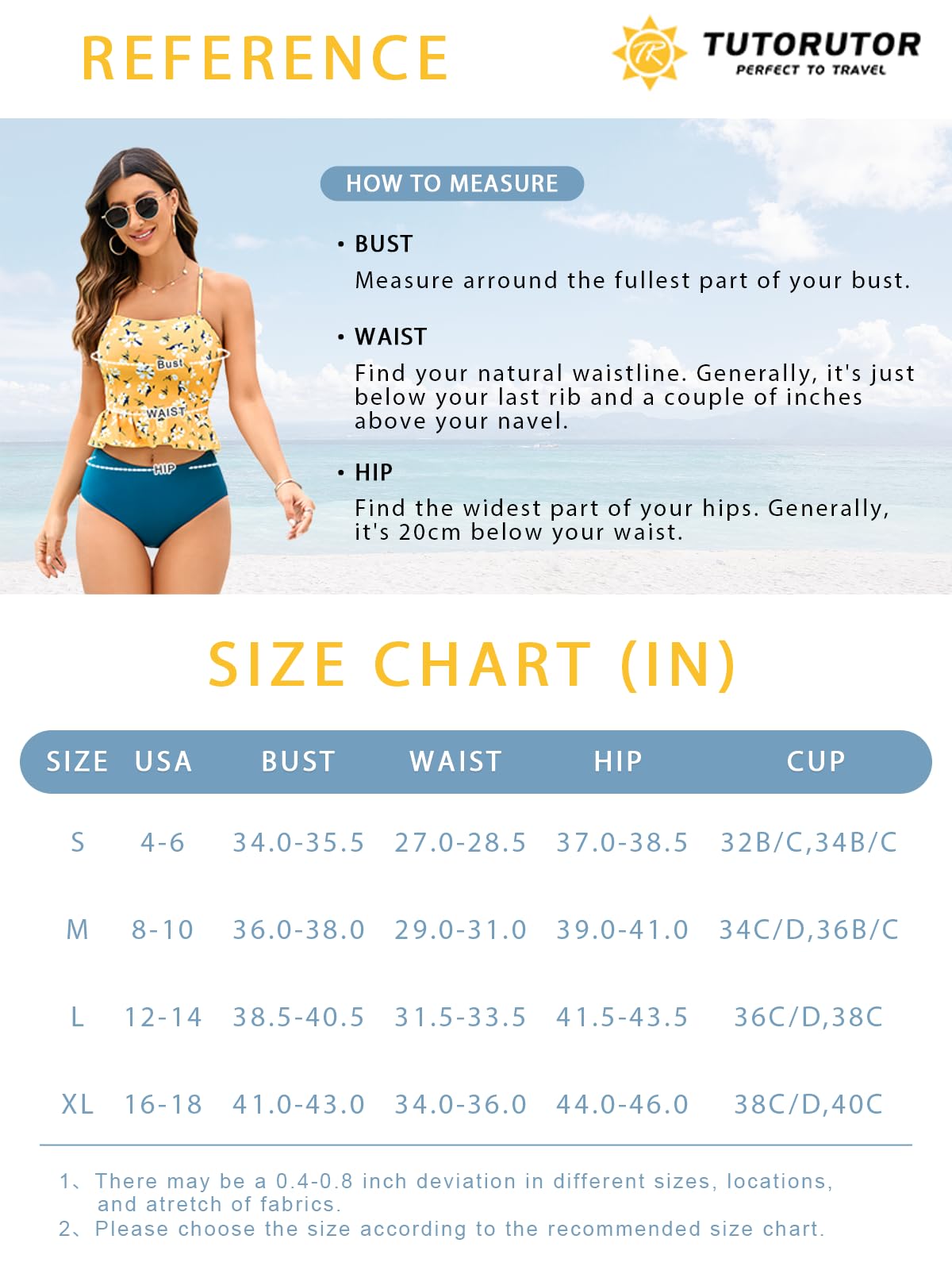 Tutorutor Women's High Waisted Swimsuits - Peplum Tankini Set with Ruffle Floral Print, 2 Piece Halter Bikini for Teens | Perfect for Beach Vacation, Pool Party & Summer Swimwear