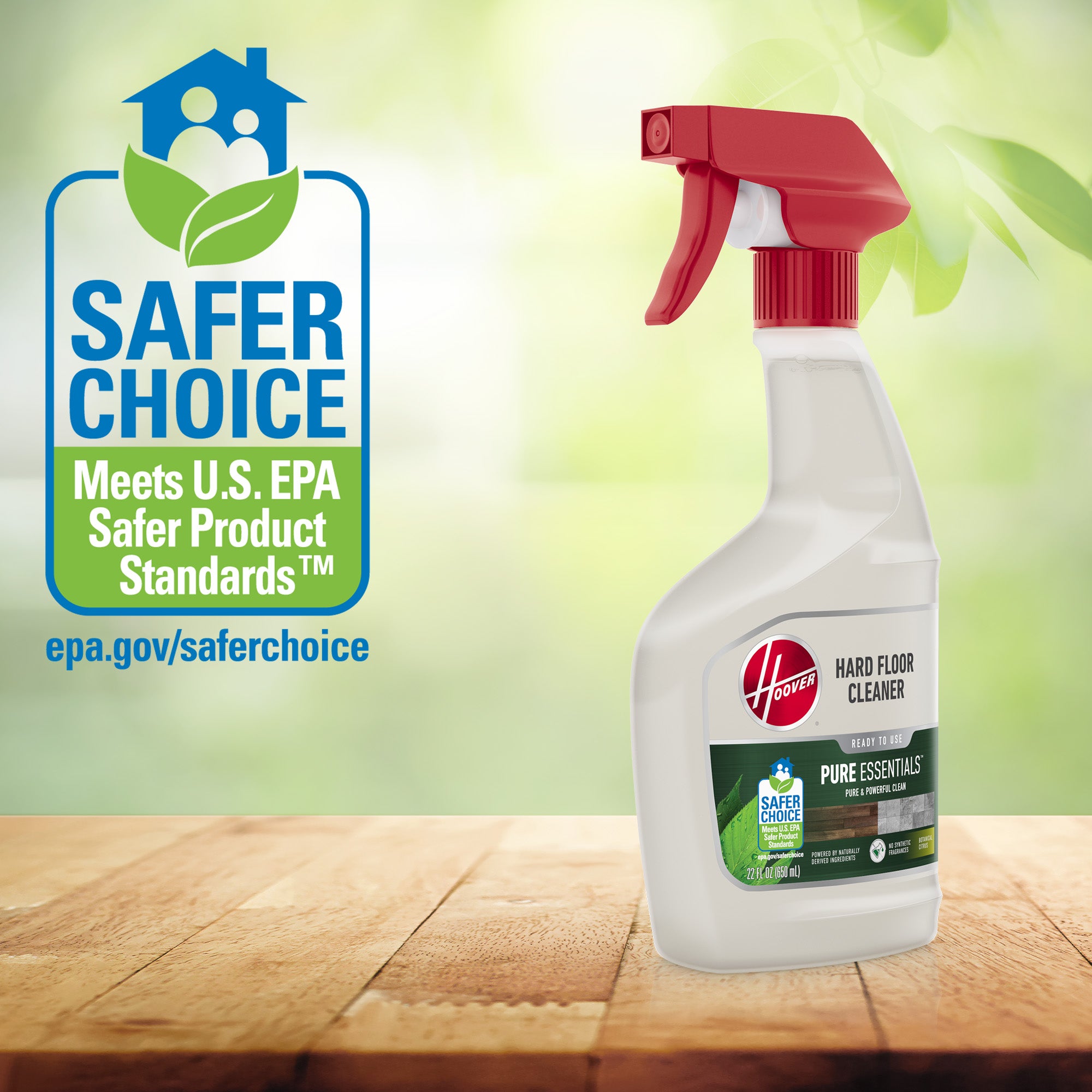 Pure Essentials Hard Floor Cleaner Trigger Spray - 22 oz (2 Pack) - Safe for Wood, Tile & Laminate - Ideal for Homes, Offices & Commercial Spaces