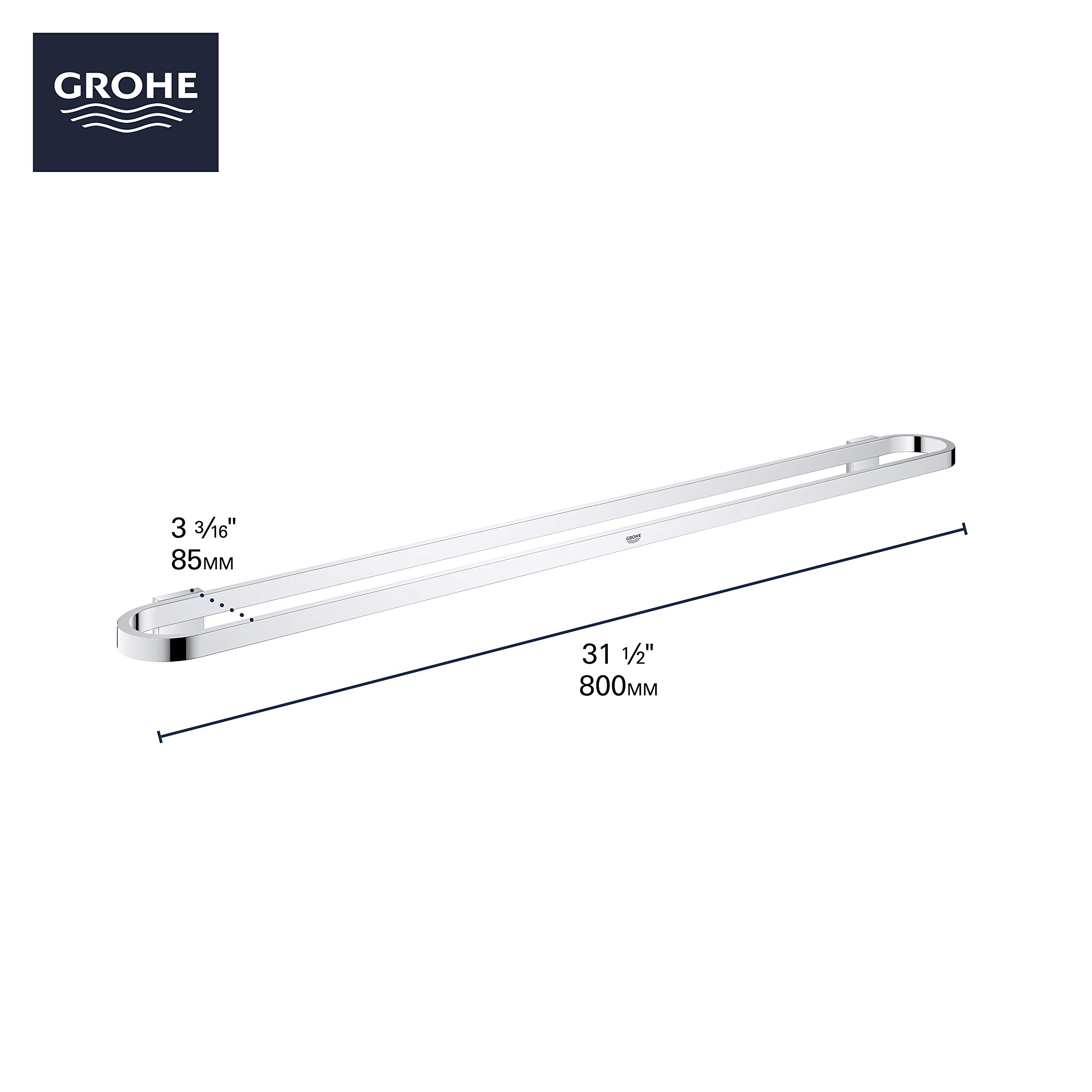 GROWE 41058EN0 32-Inch Brushed Nickel Towel Bar - Premium Bathroom Accessory for Modern Homes, Perfect for Bathrooms, Spas & Luxury Vanities