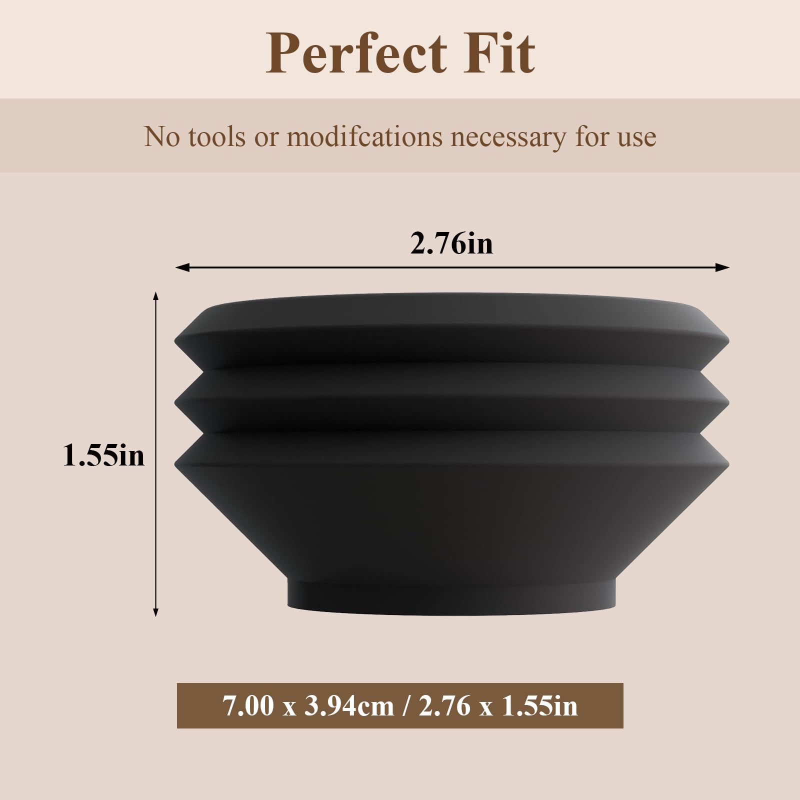 Premium Silicone Retention Bellow for Niche Zero & Duo Coffee Grinders - 7.00 x 3.94cm (2.76 x 1.55in) - Black - Perfect for Coffee Grounds Retention & Mess-Free Grinding - Ideal for Home Baristas & Coffee Enthusiasts