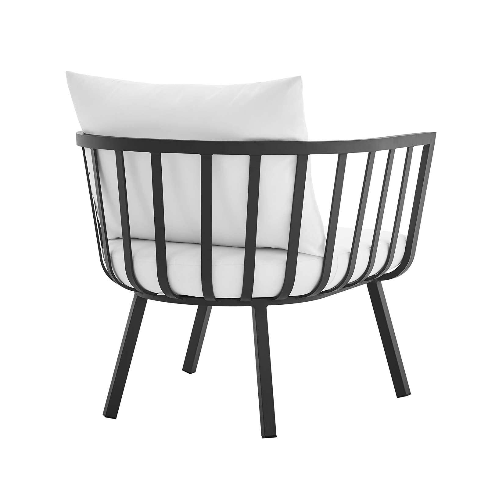 Modway Riverside Patio Aluminum Armchair - Lightweight Durable Outdoor Dining Chair in Gray White for Garden, Poolside & Backyard Relaxation
