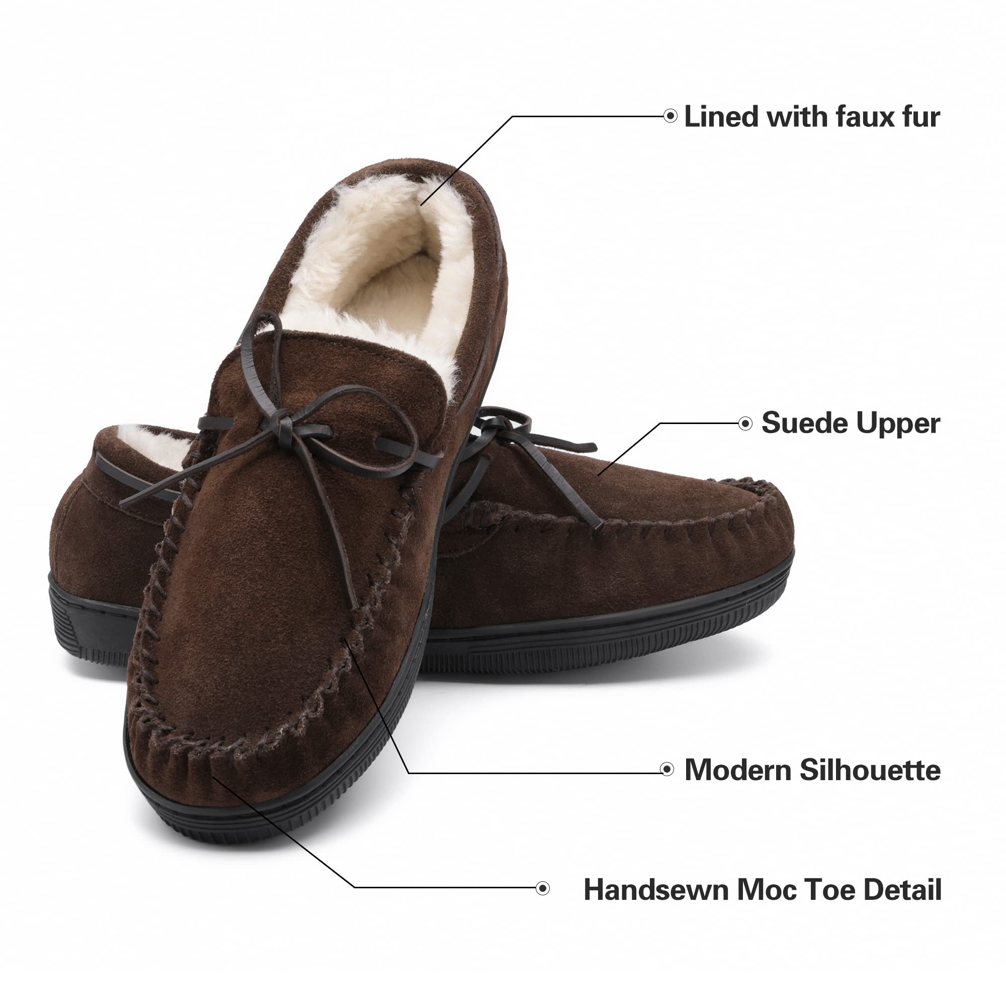 DREAM PAIRS Men's Moccasin Slippers - Fuzzy Plush House Shoes with Fleece Lining for Indoor & Outdoor Wear - Comfortable Loafers for Home, Office and Travel