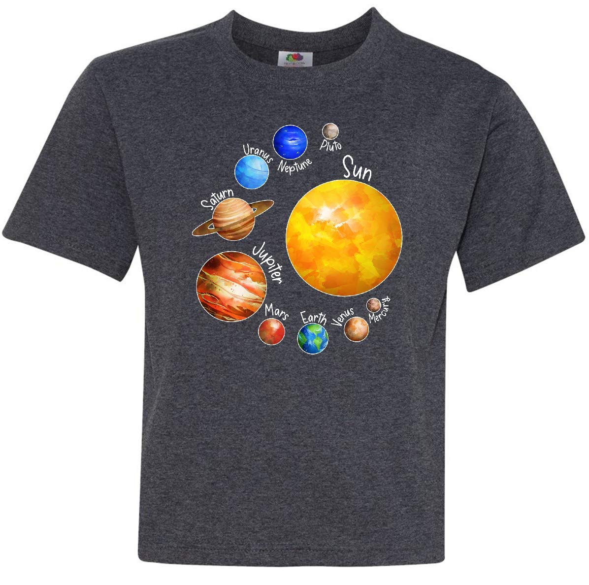 Inktastic Sun and Planets - Yes, and Pluto Youth T-Shirt | Space-Themed Kids Tee for Astronomy Lovers & Science Classroom Activities