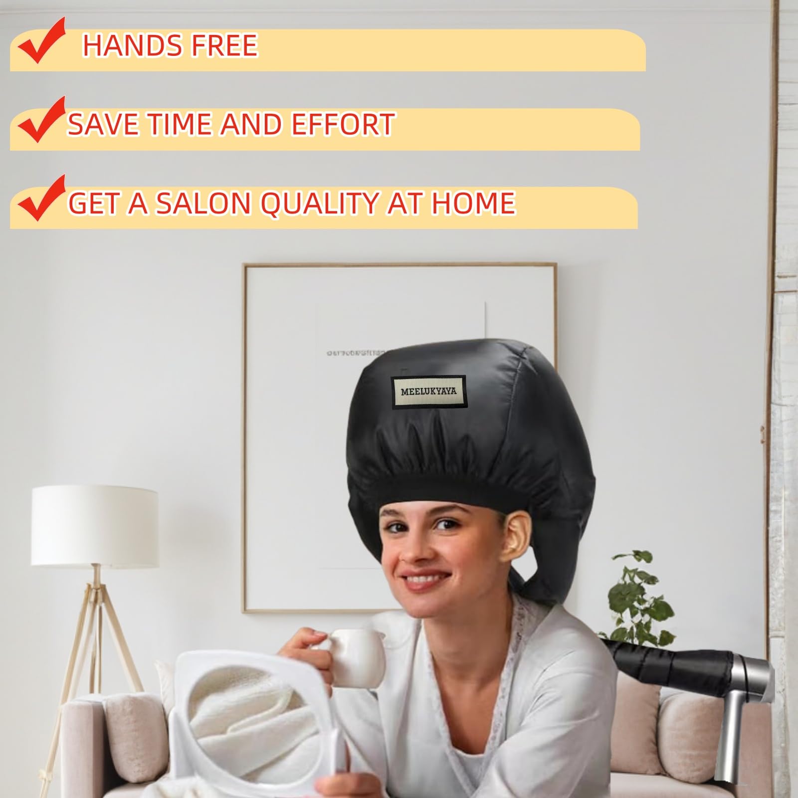 **Upgraded Bonnet Hair Dryer for Curly Hair - Double Tube Even Heat Distribution, Portable Diffuser Cap for Women, Deep Conditioning at Home | Perfect for Salon-Quality Styling & Natural Hair Care**
