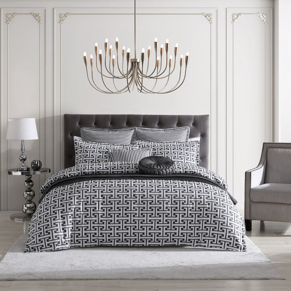 Constantine Gunmetal Quilt Cover Set King Size - Luxury Bedding for Modern Bedrooms | Perfect for Master Bedroom, Guest Room & Hotel Decor