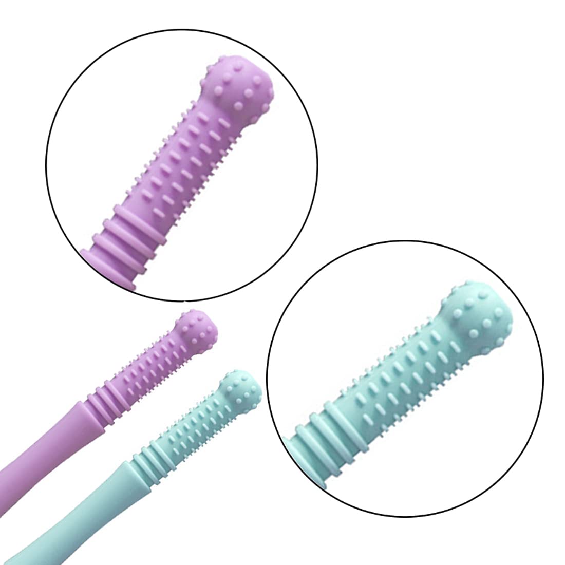 2 Pack Silicone Baby Teething Rings - BPA-Free, Natural Organic Teethers for Infants & Toddlers (Purple + Blue) with 1 Cleaning Brush - Perfect for Soothing Sore Gums During Teething, Unisex Design for Boys & Girls