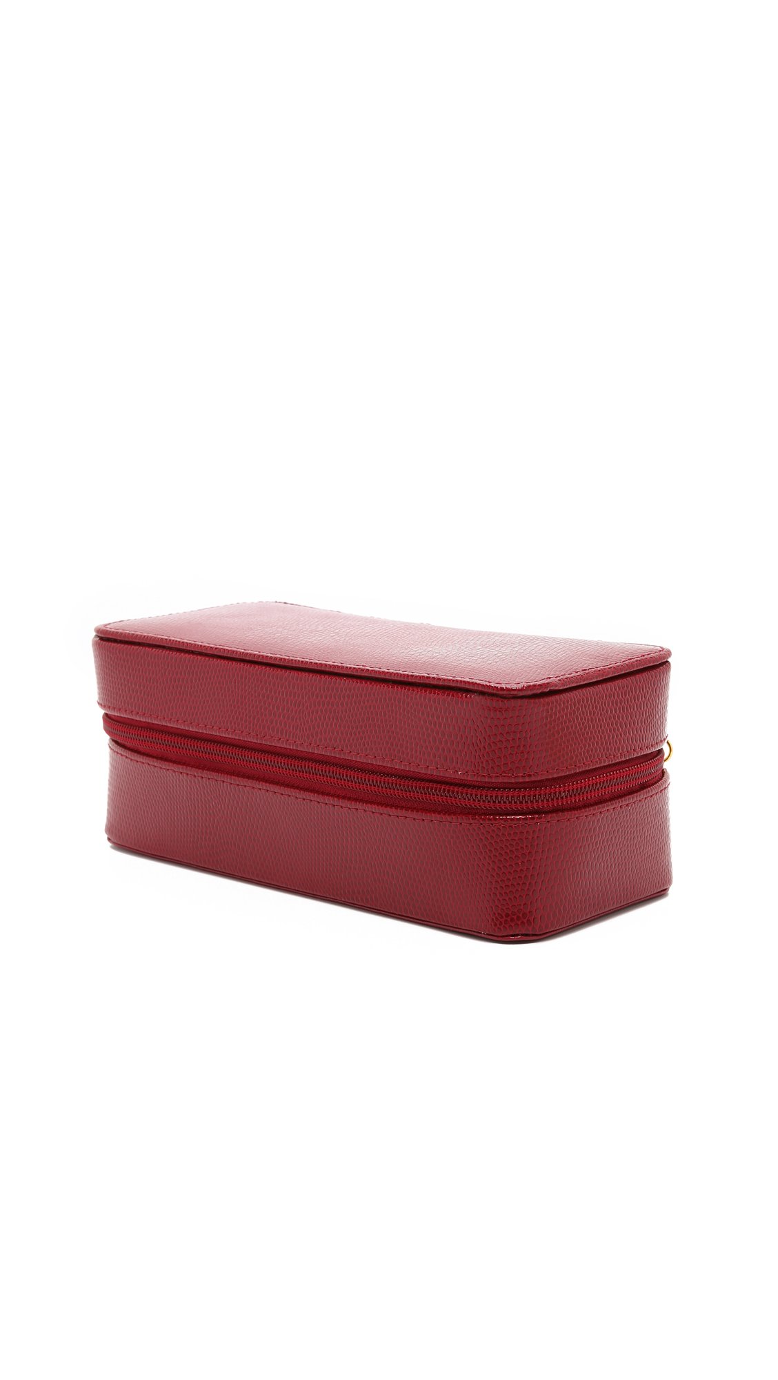 Bey-Berk BB676RED Genuine Red Lizard Leather Watch & Bracelet Storage Case - Soft Velour Lining, Secure Zipper Closure - Perfect for Travel, Jewelry Organization & Gift Giving