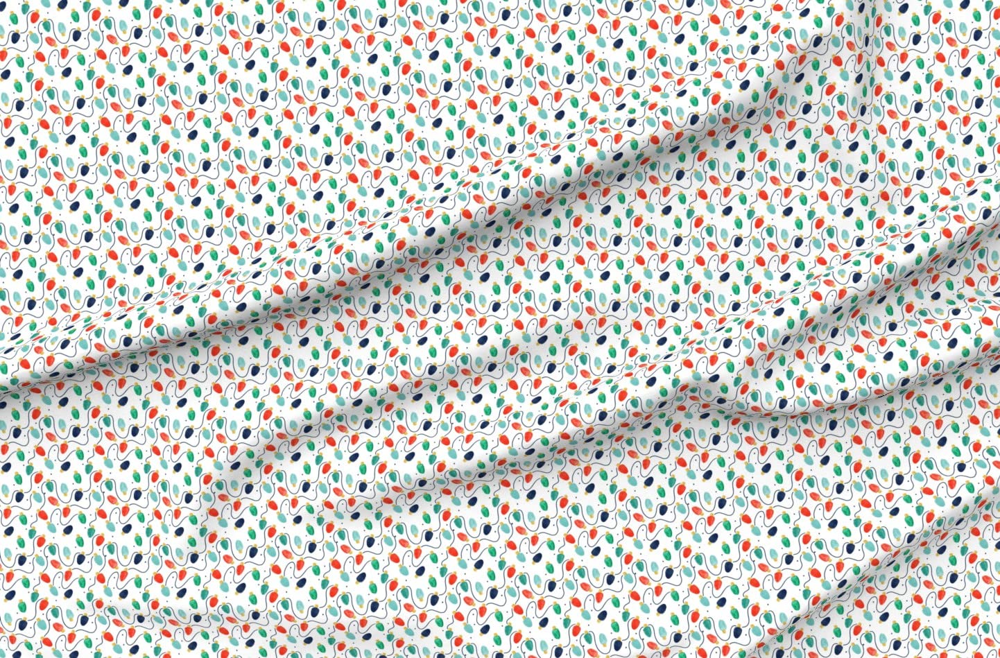 Christmas Lights Red String Winter Holiday Printed Velvet Fabric by The Yard - Upholstery, Home Decor & Apparel Material - Perfect for DIY Holiday Decorations, Cozy Winter Clothing, and Festive Home Furnishings