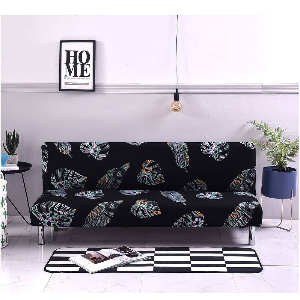 Stretch Elastic Futon Cover for Armless Sofa & Recliner - Detachable Slipcover for Folding Sofa Bed, Couch Protector (Pattern 15) - Perfect for Living Room, Dorm & Guest Room Furniture Protection