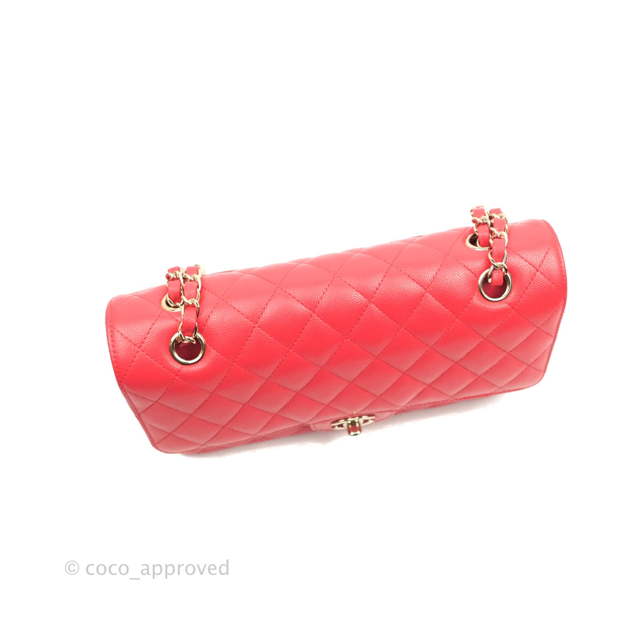 Chanel Classic M/L Medium Double Flap Bag in Chilli Red Caviar Leather with Gold Hardware 19C - Luxury Designer Handbag for Women, Perfect for Parties, Dating & Special Occasions