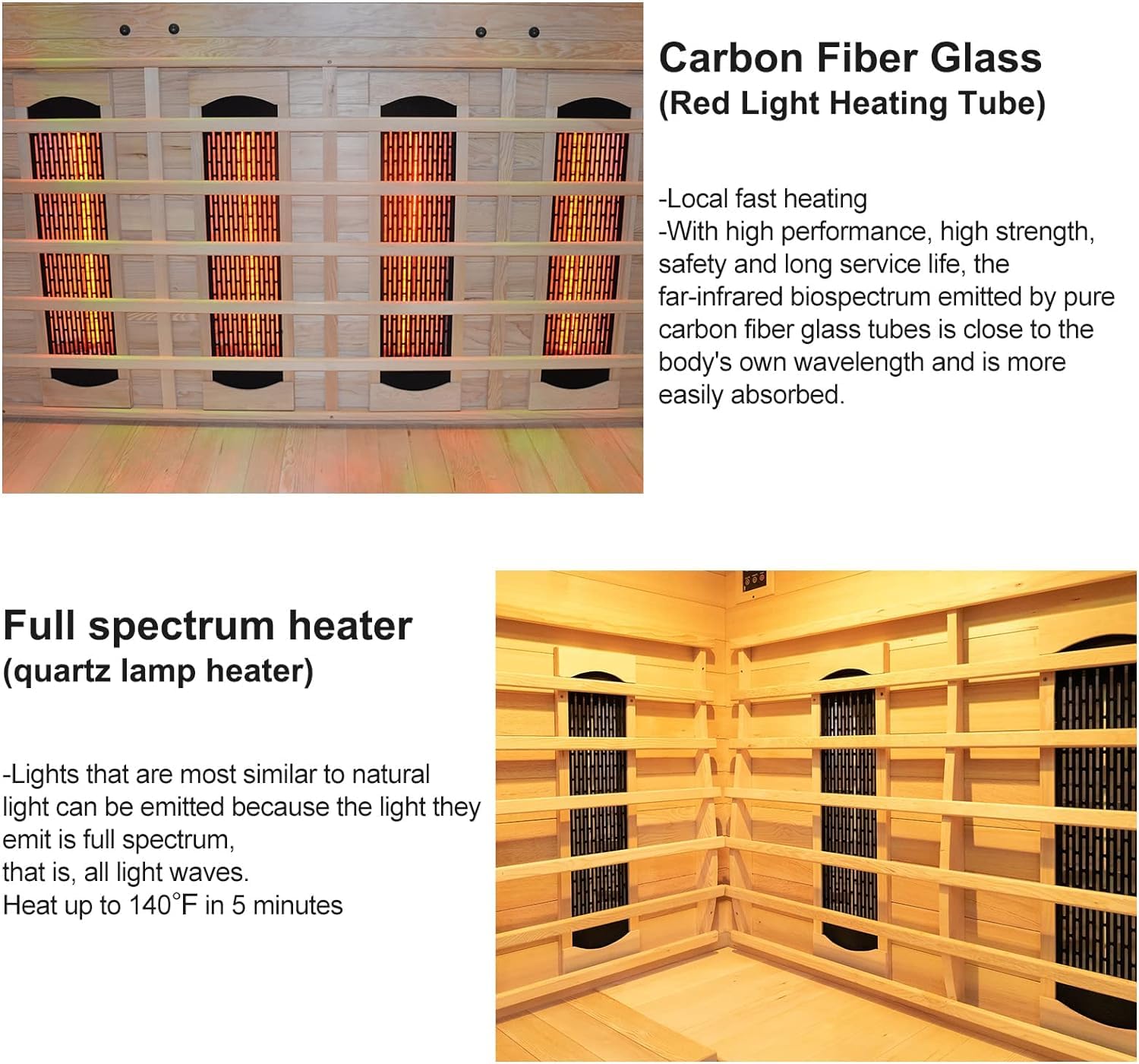 Far Infrared Carbon Fiber Red Light Heater Tube - 110V Sauna Heater for Indoor/Outdoor Wooden Saunas | Infrared Heating Element & Sauna Accessories | Perfect for Home Spa, Wellness Therapy & Relaxation
