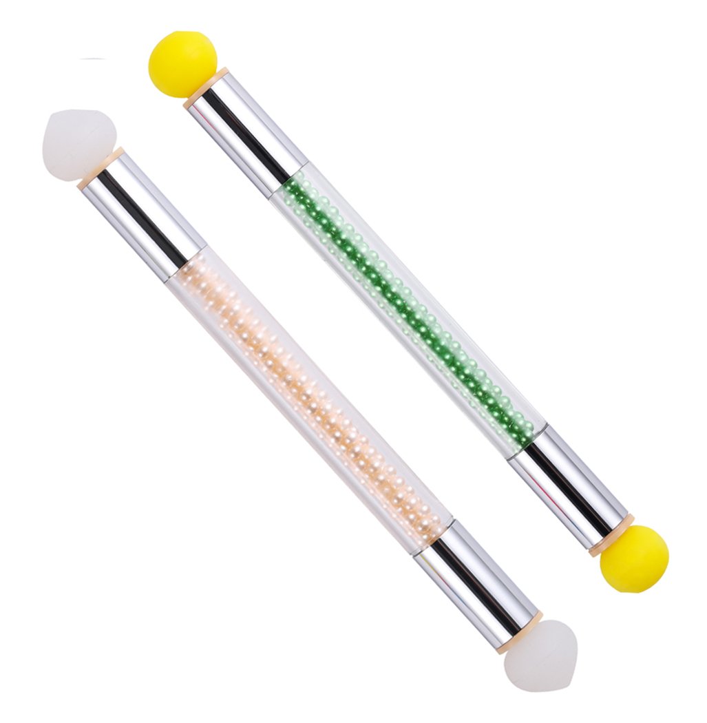 Silicone Nail Brush Set - 4 Dual-Tip Heads for Ombre & Dotting Art - Home Salon Use