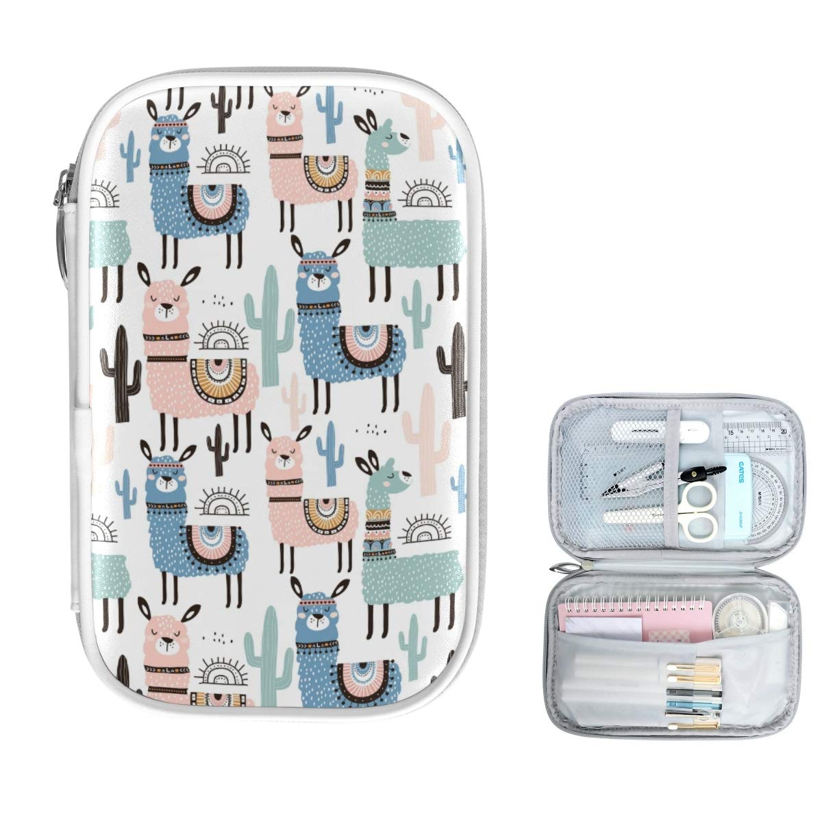 ZZKKO Animal Llama Zipper Pencil Case - Cute Stationery Organizer for School & Office Supplies, Makeup Pouch & Cosmetic Bag - Perfect for Students, Artists & Travel Accessories Storage