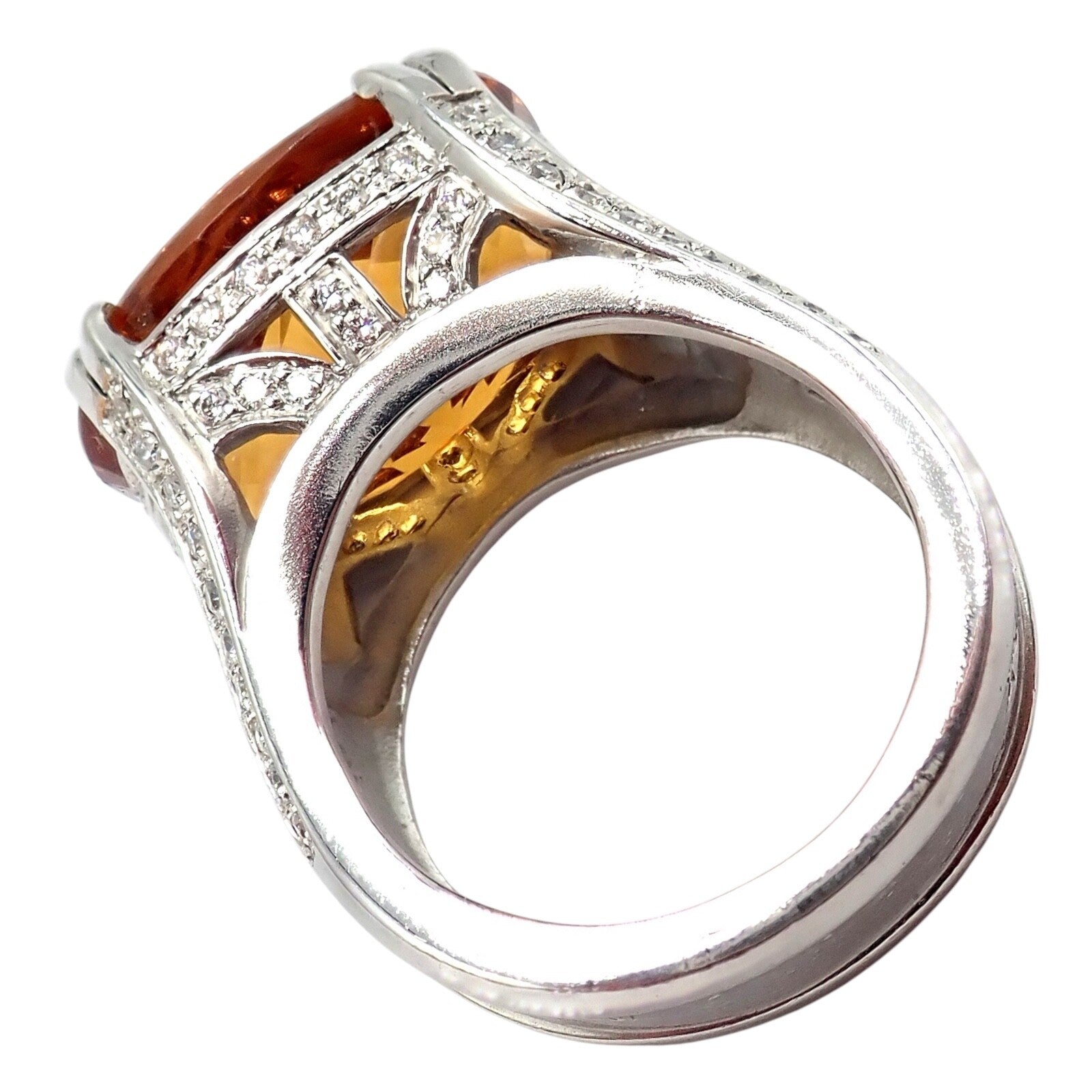 Kieselstein Cord Platinum 2.5 Carat Diamond & Golden Citrine Cocktail Ring Size 6.5 - Elegant Evening Wear & Special Occasion Jewelry Gift