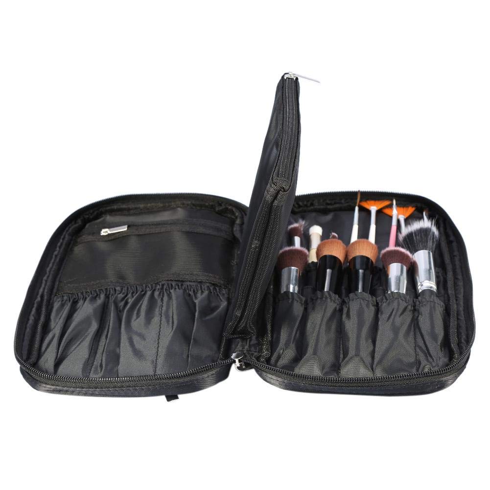 Waterproof Cosmetic Makeup Brush Bag - Travel Toiletry Organizer with Zipper, Black Storage Case for Brushes & Beauty Tools | Perfect for Travel, Gym, and Daily Use