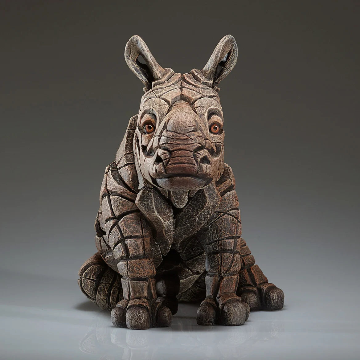 Edge Sculpture Rhinoceros Calf - Handcrafted Metal Rhino Statue for Home Decor, Office Desk & Gift Ideas | Wildlife Animal Art for Living Room, Bookshelf & Garden Decor