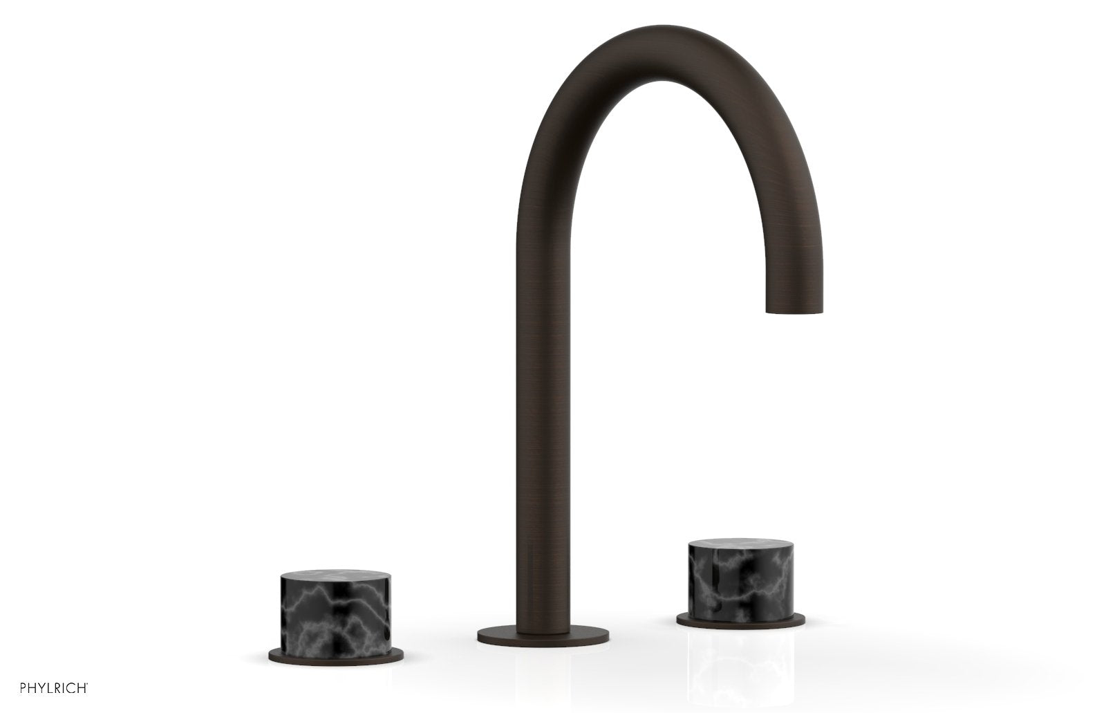 Premium BASIC II Widespread Bathroom Faucet with Black Marble Handles - 8 Inch Centerset, Matte Black Finish for Modern Vanities - Perfect for Guest Bathrooms & Powder Rooms