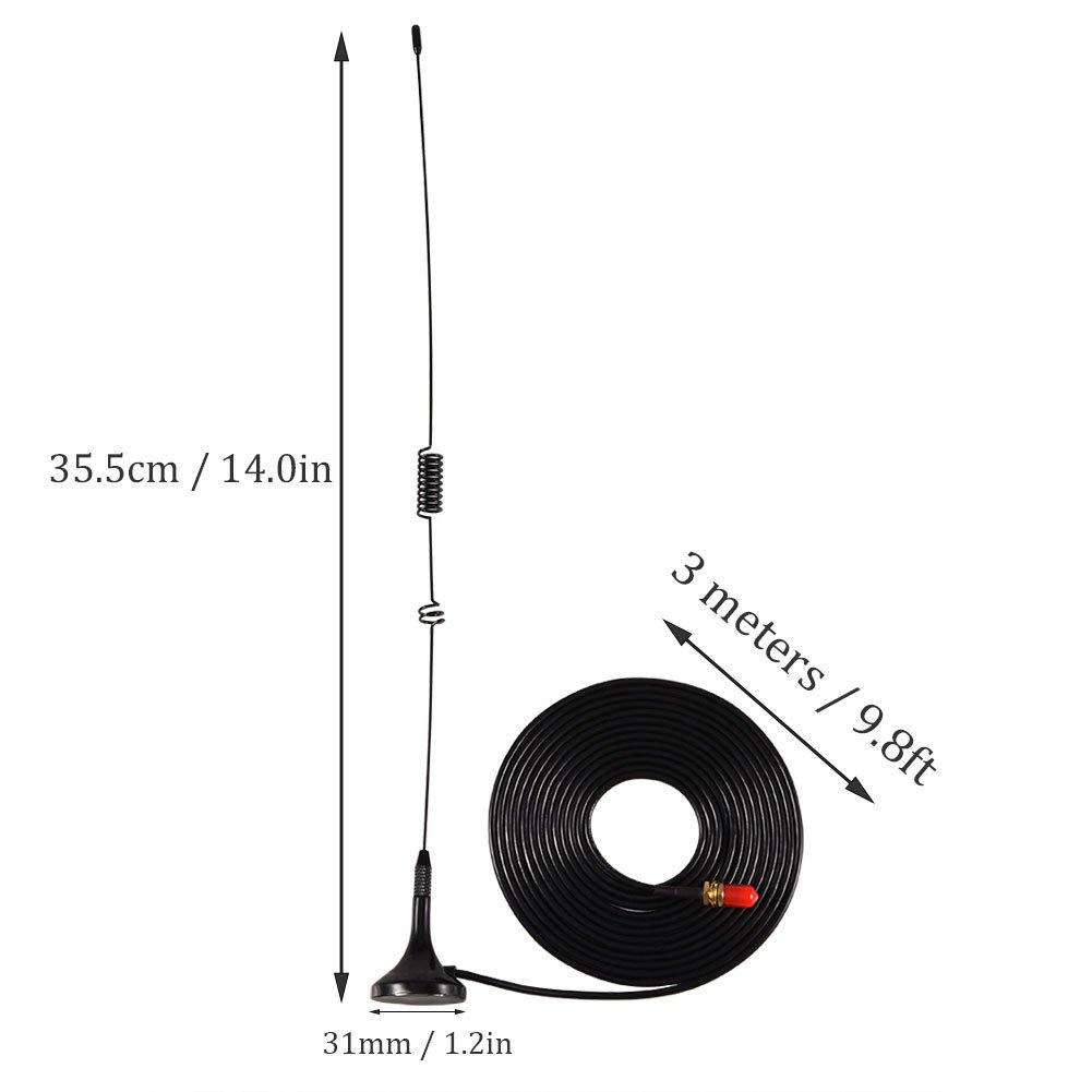Dual-Band Mobile Antenna with Magnetic Base - SMA-Female Connector 3M Ham Radio Car Antenna for Walkie-Talkie & Two-Way Radio - Perfect for Emergency Communication, Off-Road Adventures & Trucking