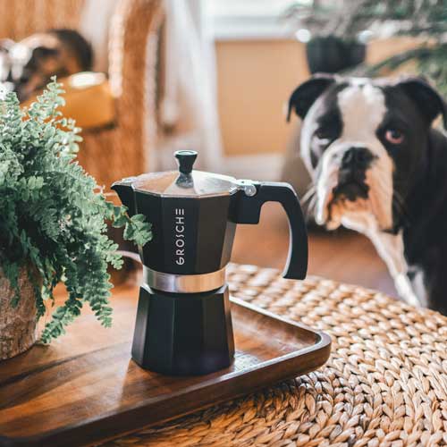 Grosche Milano Stovetop Espresso Maker - 9 Cup (15.2 fl oz) Charcoal Finish - Italian Moka Pot for Home & Camping Coffee Brewing
