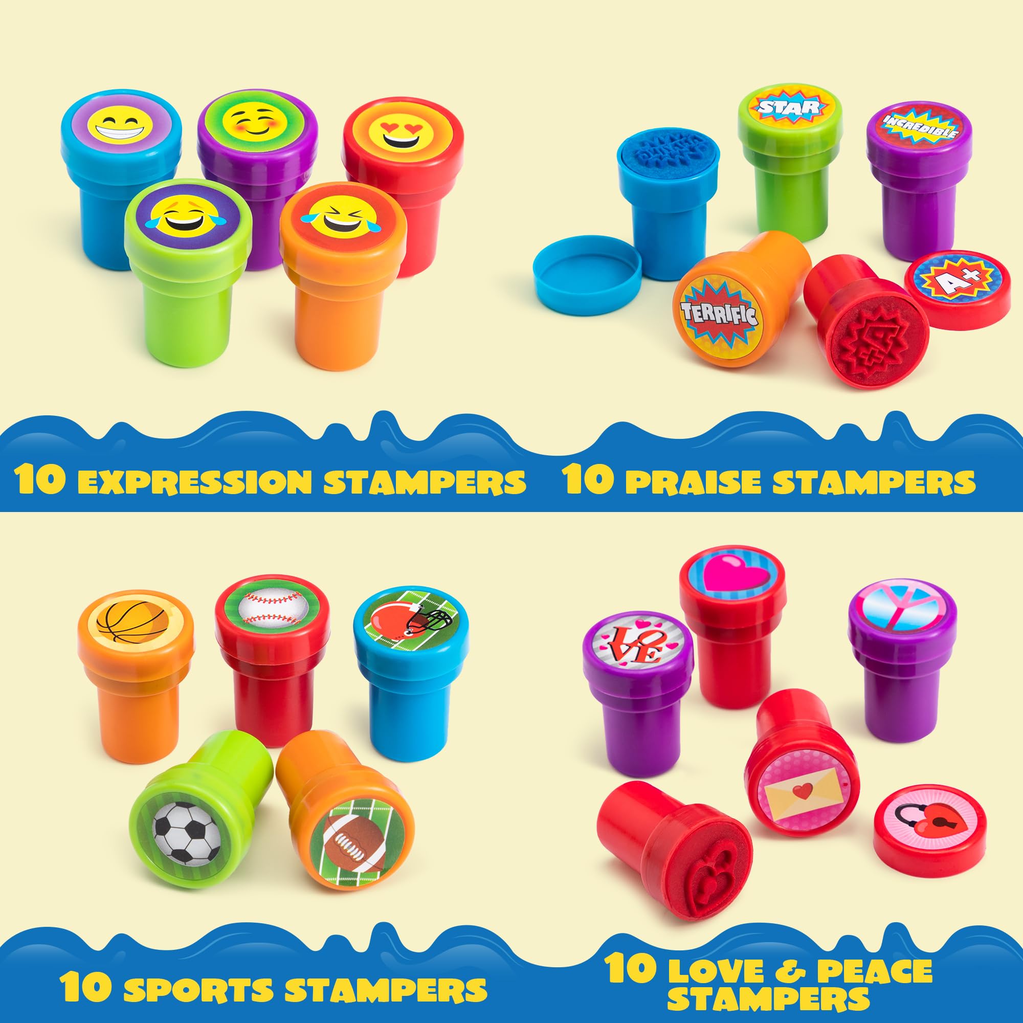 100 Pcs Assorted Self-Inking Stamps for Kids - 50 Unique Designs (Dinosaurs, Zoo Animals) - Perfect for Party Favors, Classroom Rewards, Easter Egg Fillers, Halloween & Christmas Gifts - Fun Educational Tool for Teachers & Parents