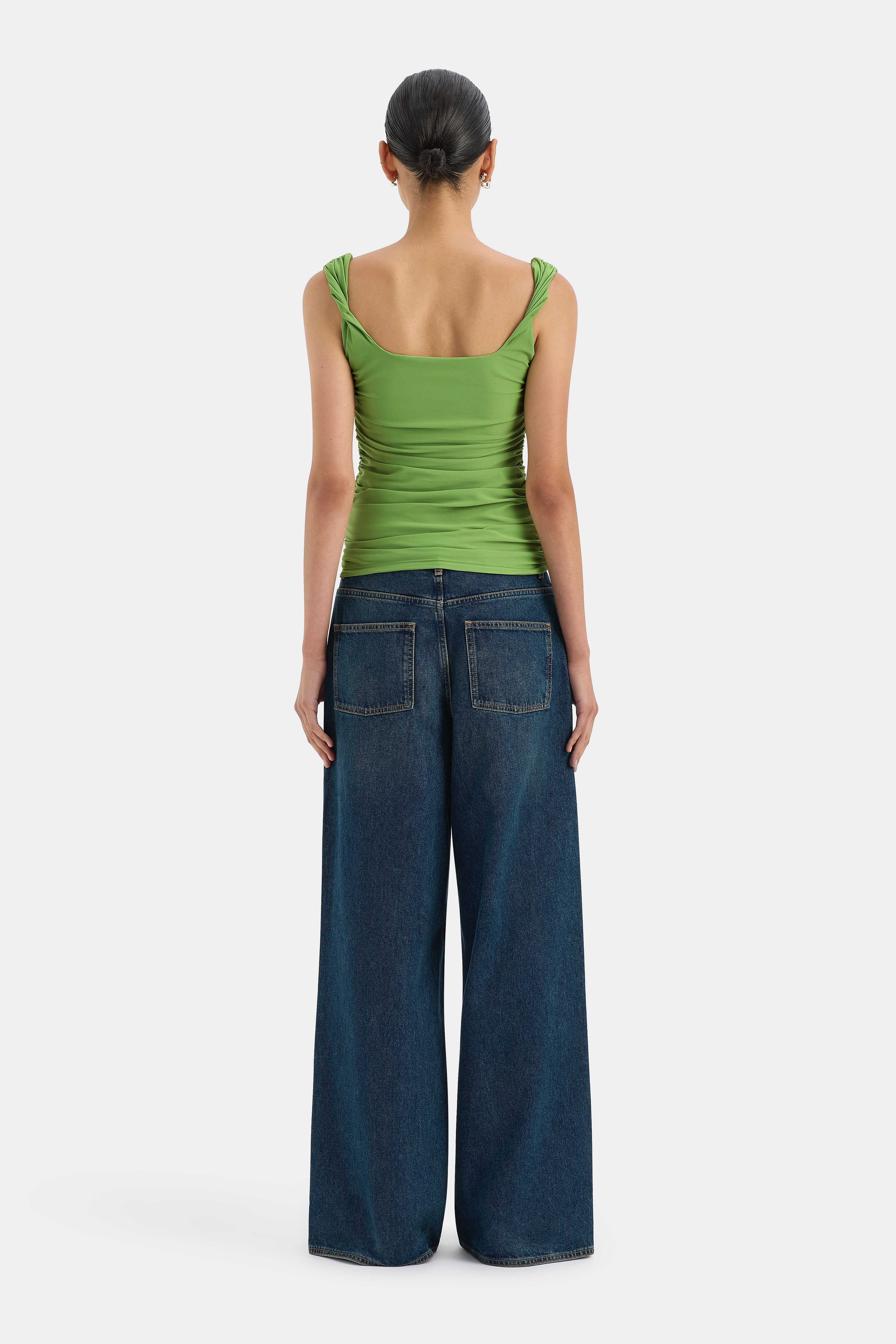Elm Twist Tank Top for Women - Apple Green Casual Sleeveless Shirt - Perfect for Summer Outfits, Yoga, and Beach Wear