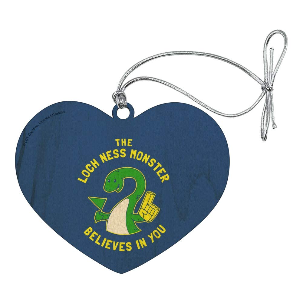 Funny Loch Ness Monster Wood Christmas Tree Ornament - Humorous Holiday Decoration with Heart & Love Design - Perfect for Xmas Tree, Gift Exchange & Festive Home Decor