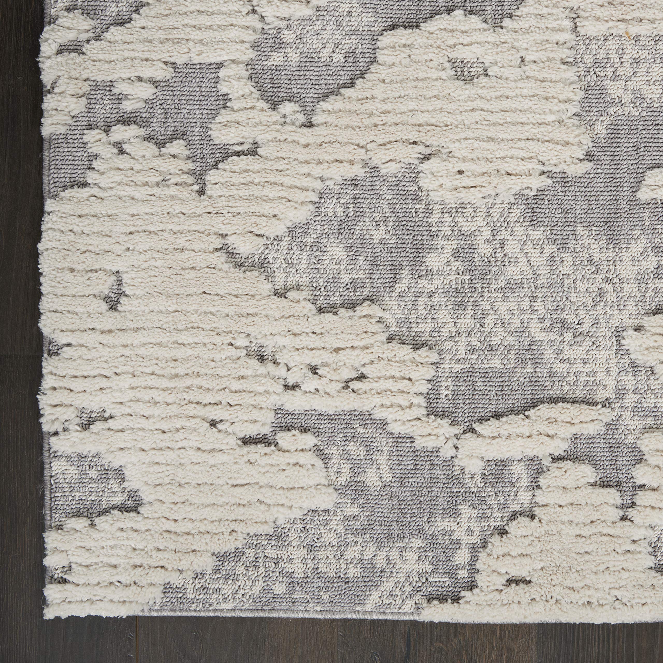 Nourison Textured Contemporary Abstract Ivory/Grey 4' x 6' Area Rug - Easy to Clean, Non-Shedding, Soft & Durable - Perfect for Bedroom, Living Room, Dining Room & Kitchen Decor (4x6)