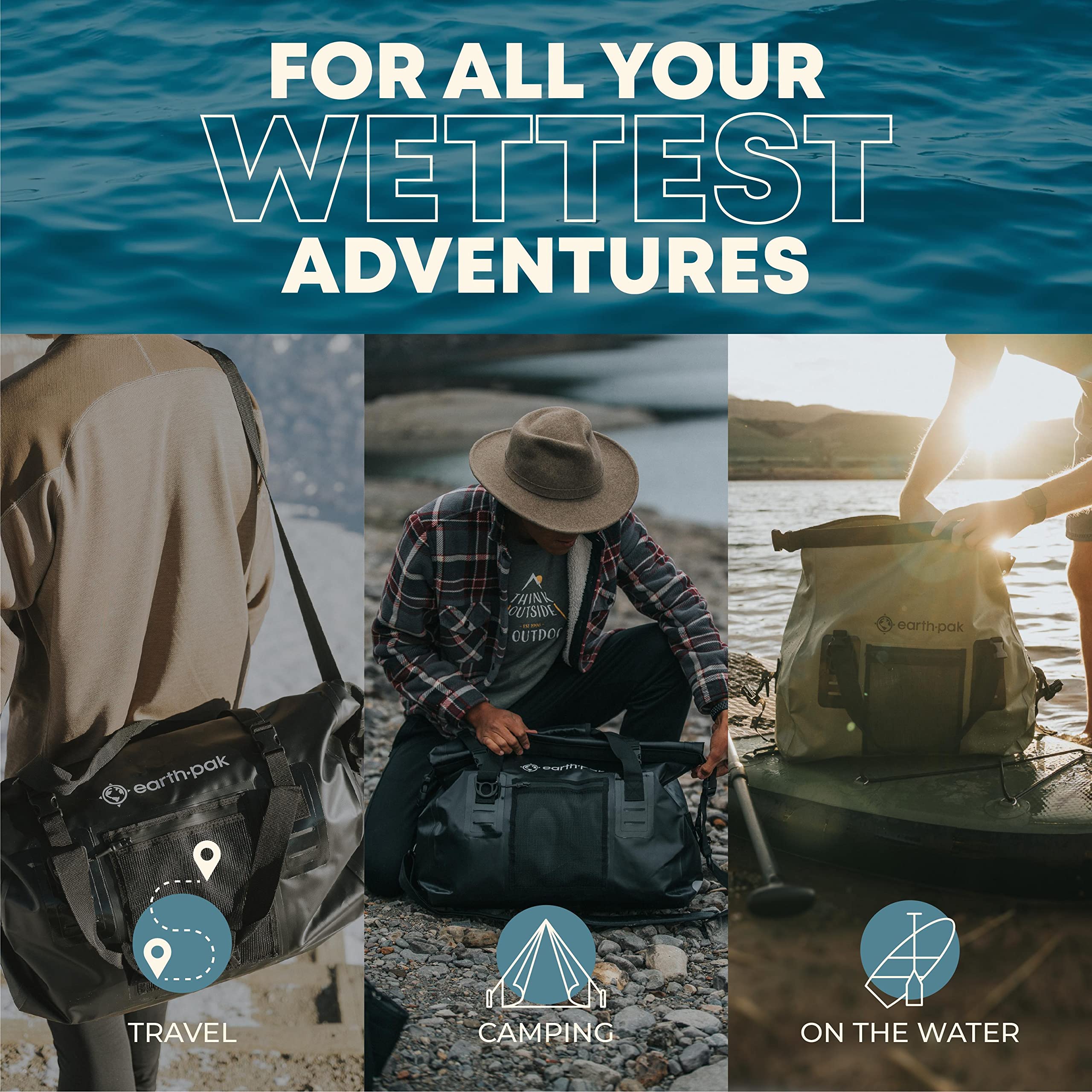 **Earth Pak Waterproof Duffel Bag - Heavy Duty Motorcycle Dry Bag with Large Storage Space | Waterproof Travel Duffle for Camping, Kayaking, Fishing & Canoeing | 50L/70L/90L/120L Sizes | Ideal for Outdoor Adventures & Gear Protection**