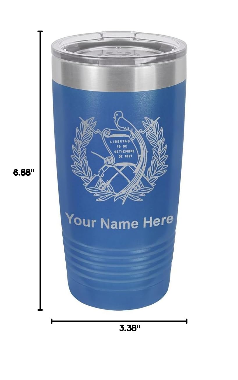 LaserGram 20oz Vacuum Insulated Stainless Steel Tumbler with Guatemala Flag Design - Custom Engraved Dark Blue Travel Mug for Coffee, Tea & Cold Drinks - Perfect for Office, Gym & Outdoor Adventures