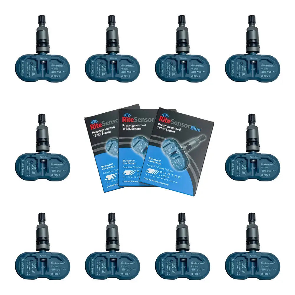 Bartec Rite Sensor Blue - 10 Pack Bluetooth TPMS Sensors for Tesla & Electric Vehicles | Tire Pressure Monitoring System | Easy Installation for Model S/3/X/Y | Road Trip & Daily Commute Safety