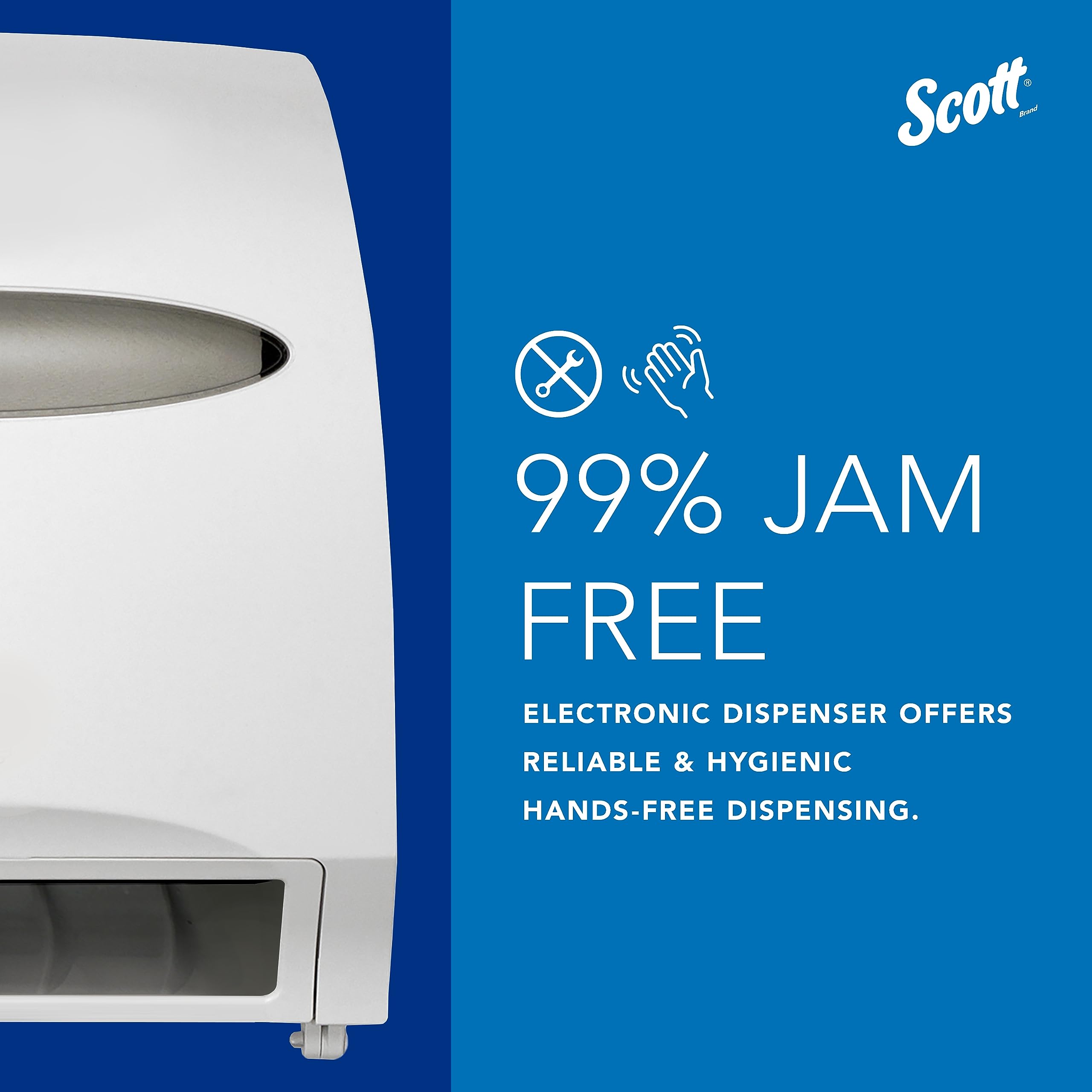 Scott Essential Electronic Towel Dispenser (48858) - Fast Change White Paper Towel Holder with Purple Core - Hands-Free Automatic Dispenser for Kitchen, Bathroom & Office Hygiene