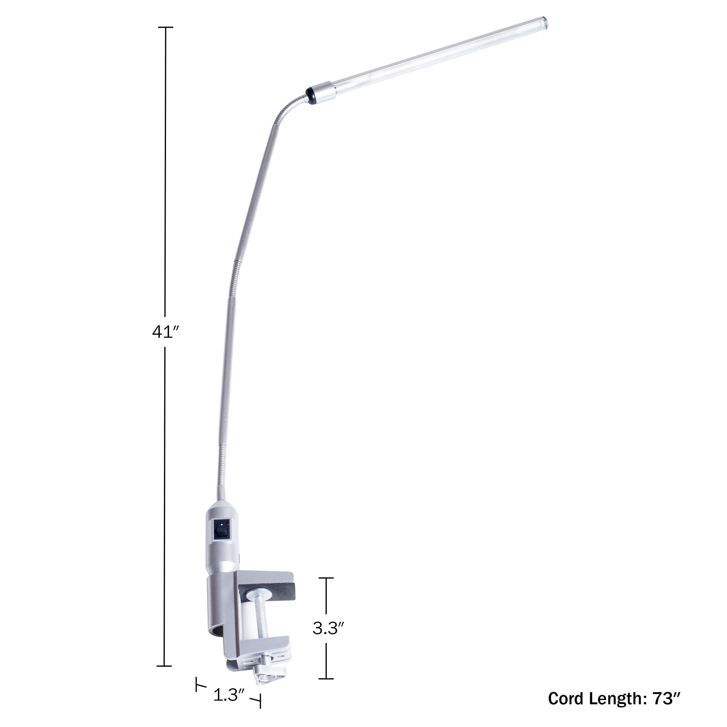 Modern LED Clamp Desk Lamp - Adjustable Clip-On Light for Home Office, Study, Dorm Room | Silver Contemporary Task Lighting by Lavish Home | Perfect for Reading, Working & Nightstand Use