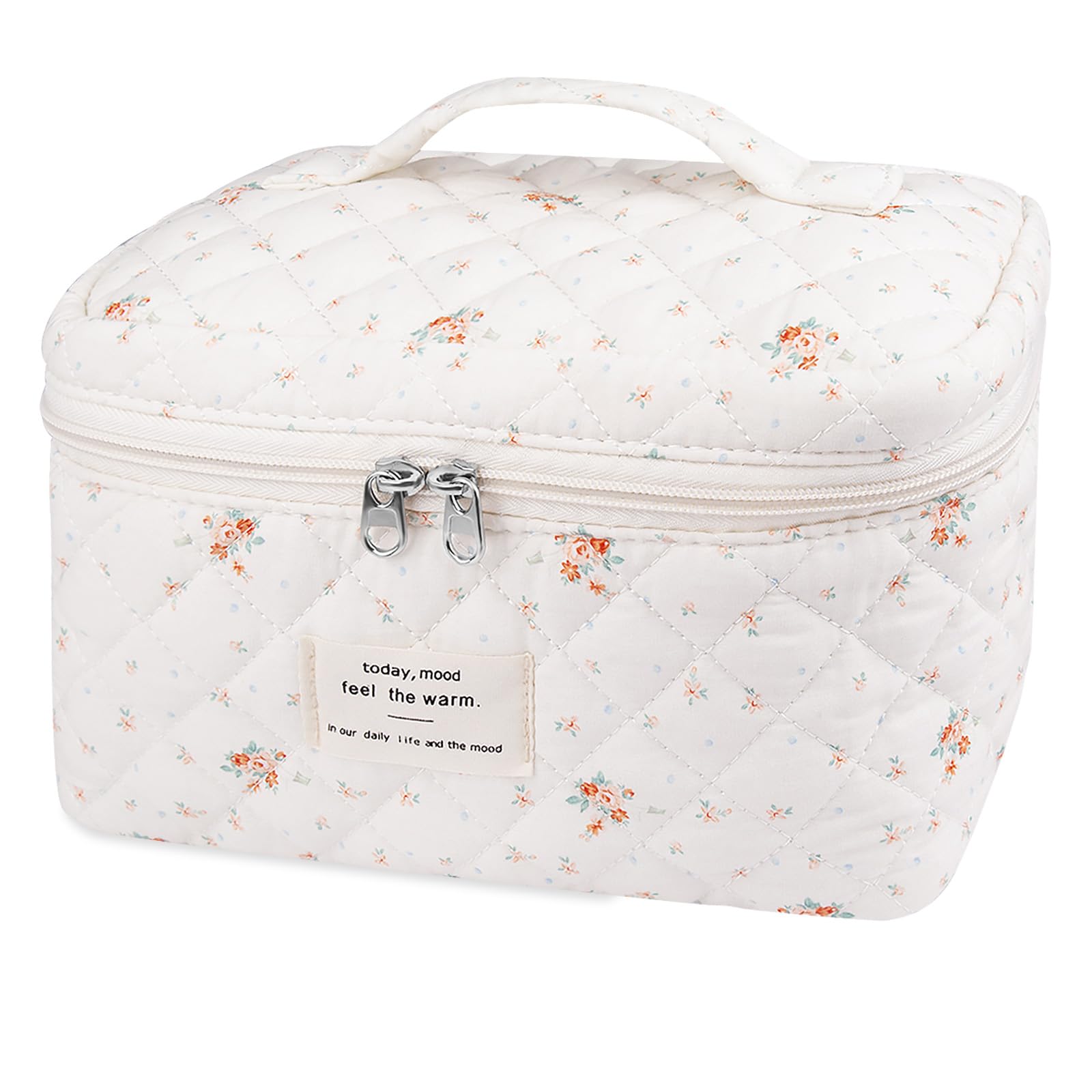 Large Makeup Bag for Women - Floral Coquette Aesthetic Cosmetic Organizer, Cute Travel Toiletry Bag with Rose Plaid Pattern | Perfect for Travel, Gym & Daily Beauty Storage
