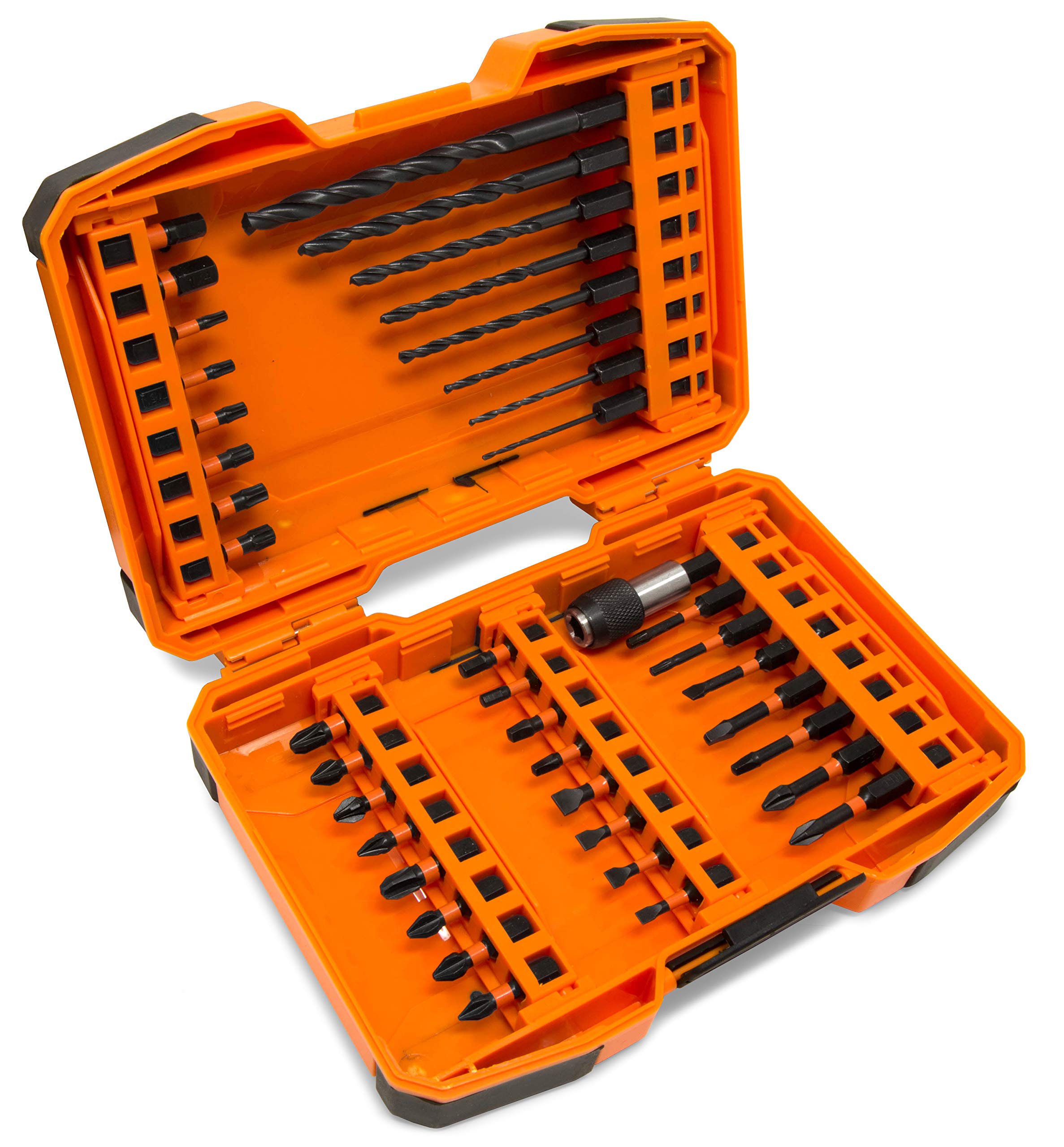 WEN DB1440 40-Piece 1/4-Inch Hex Shank Impact-Rated Quick-Release Screwdriver & Drill Bit Set for DIY Projects, Home Repairs & Professional Construction Work