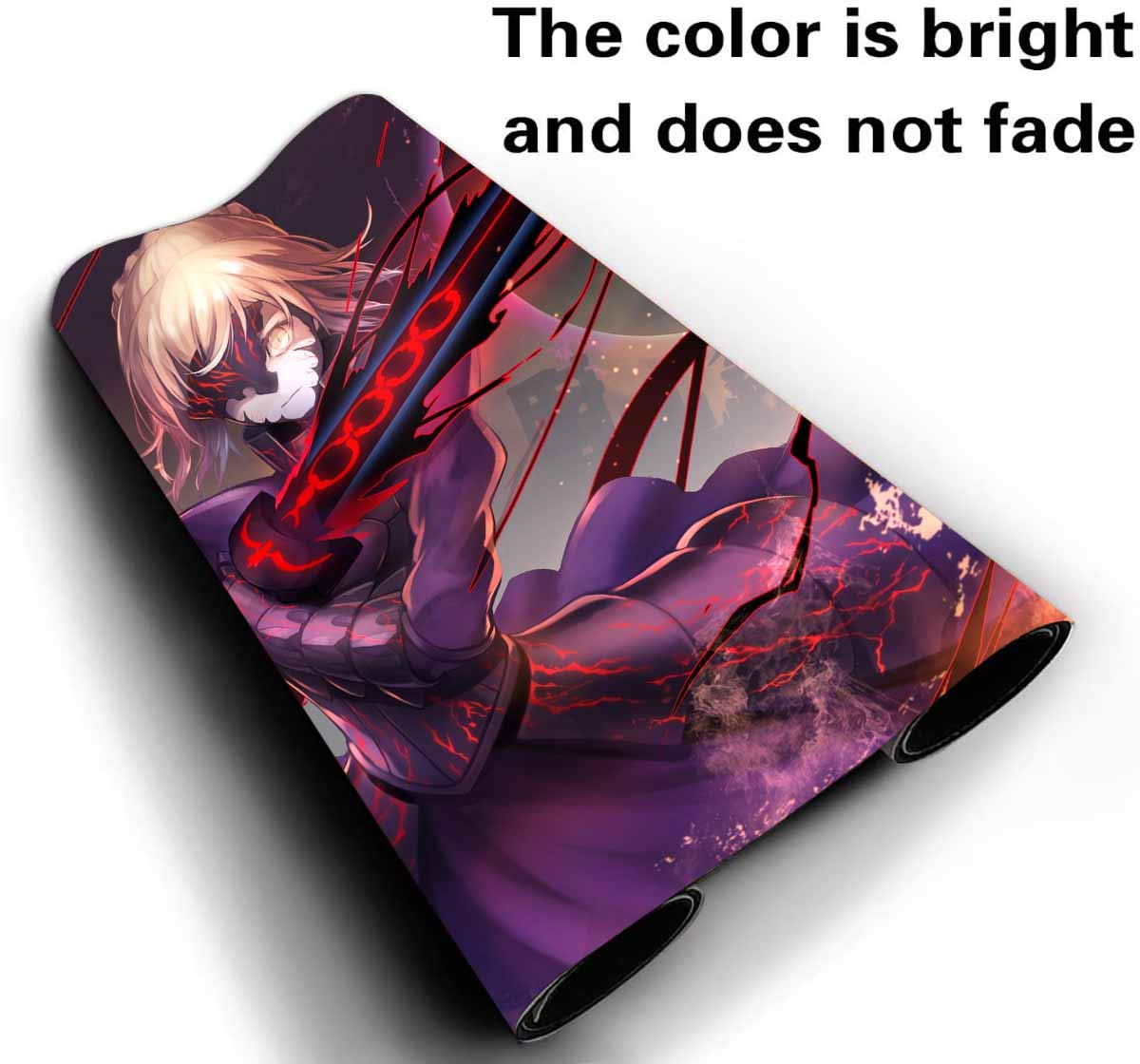 Fate Stay Night Anime Gaming Mouse Pad - Large Desk Mat for Computer & Keyboard - Saber Alter Fate Grand Order Design - Non-Slip Rubber Base for PC Gaming & Office Work