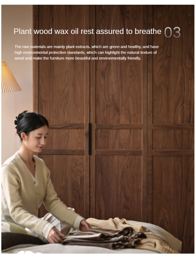 Modern Solid Black Walnut Wood Wardrobe - Stylish & Minimalist Closet Organizer for Bedroom, Walk-in Closet, or Guest Room Storage