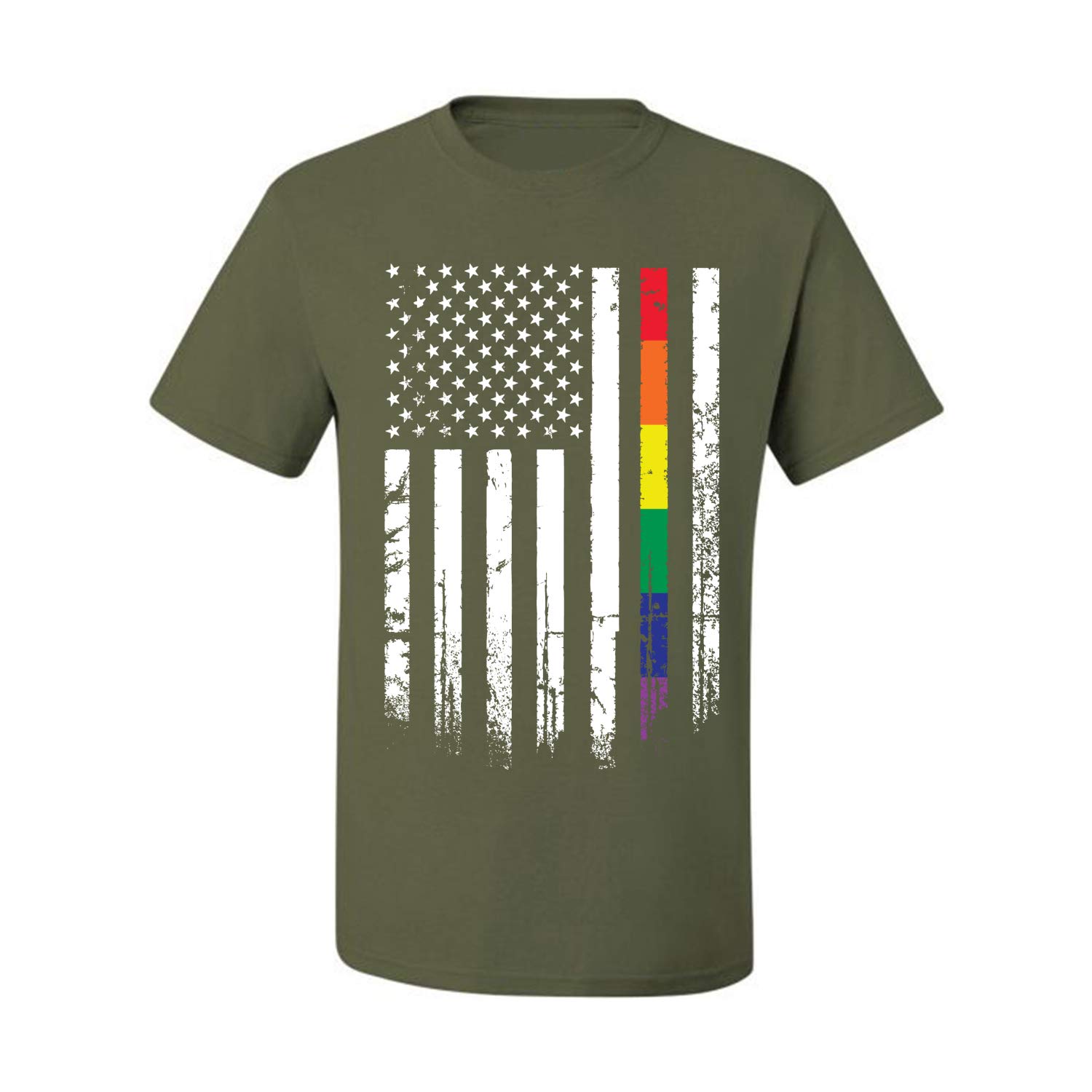 USA Gay Pride Rainbow American Flag LGBT Pride Men's Graphic T-Shirt - LGBTQ+ Rights Support, Equality Awareness & Pride Month Celebration - Perfect for Parades, Festivals & Everyday Wear